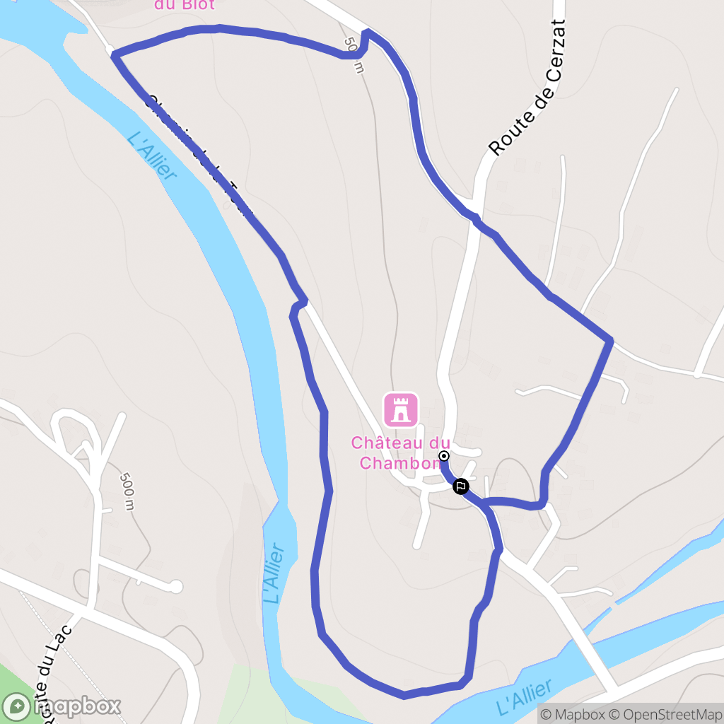 Cerzat : carte du parcours de randonnée - France