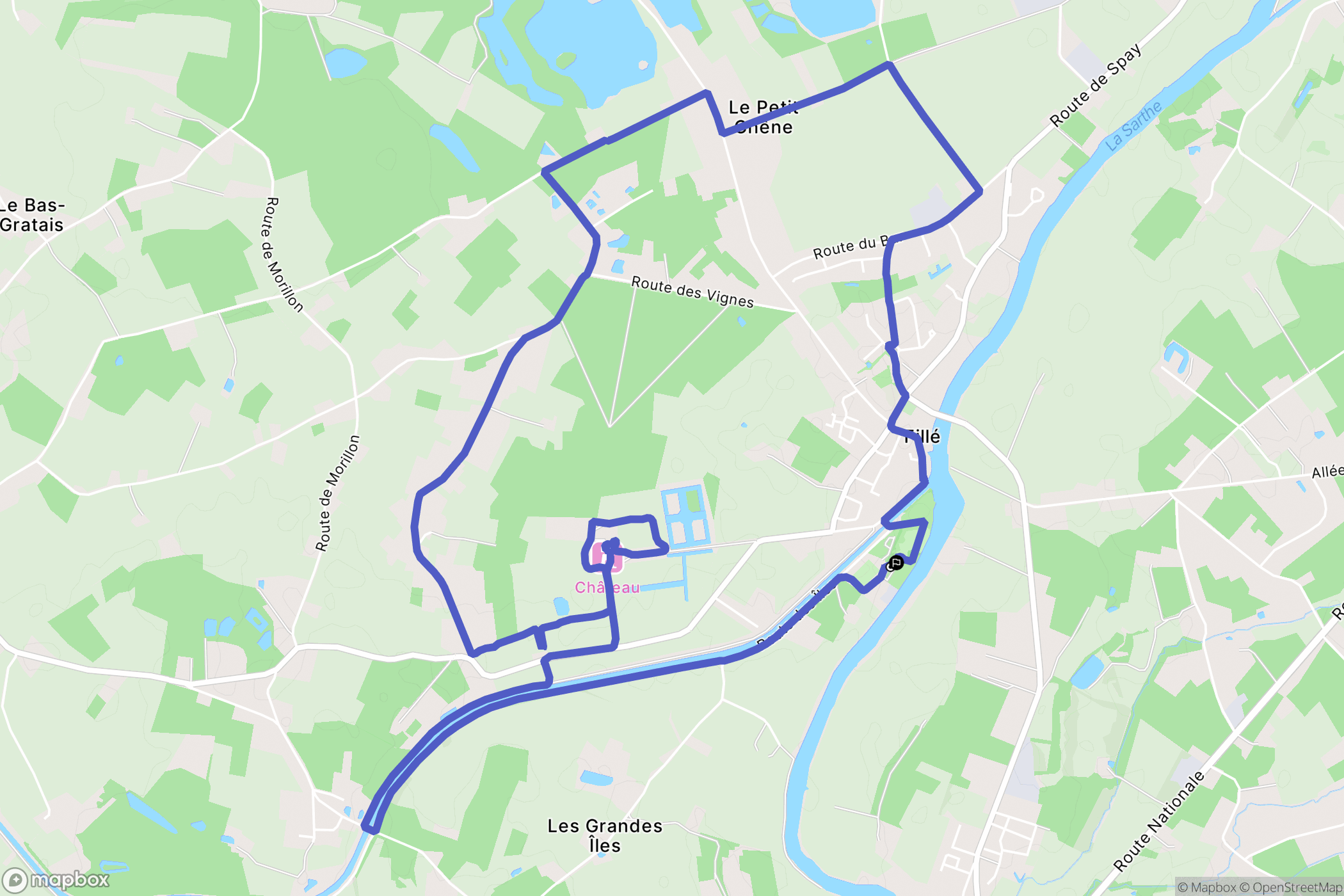 Fillé : carte du parcours de randonnée - France