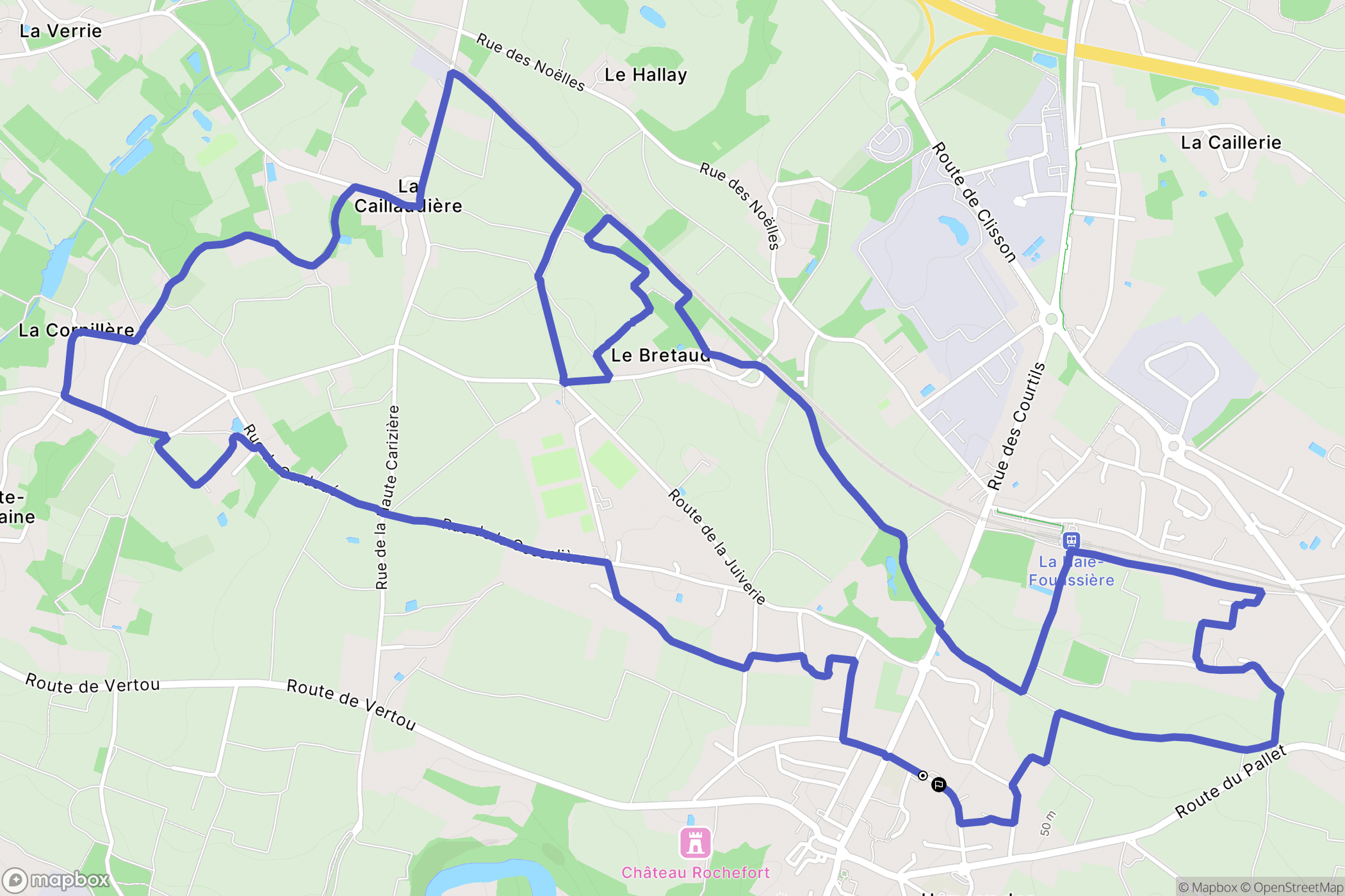 La Haie-Fouassière : carte du parcours de randonnée - France