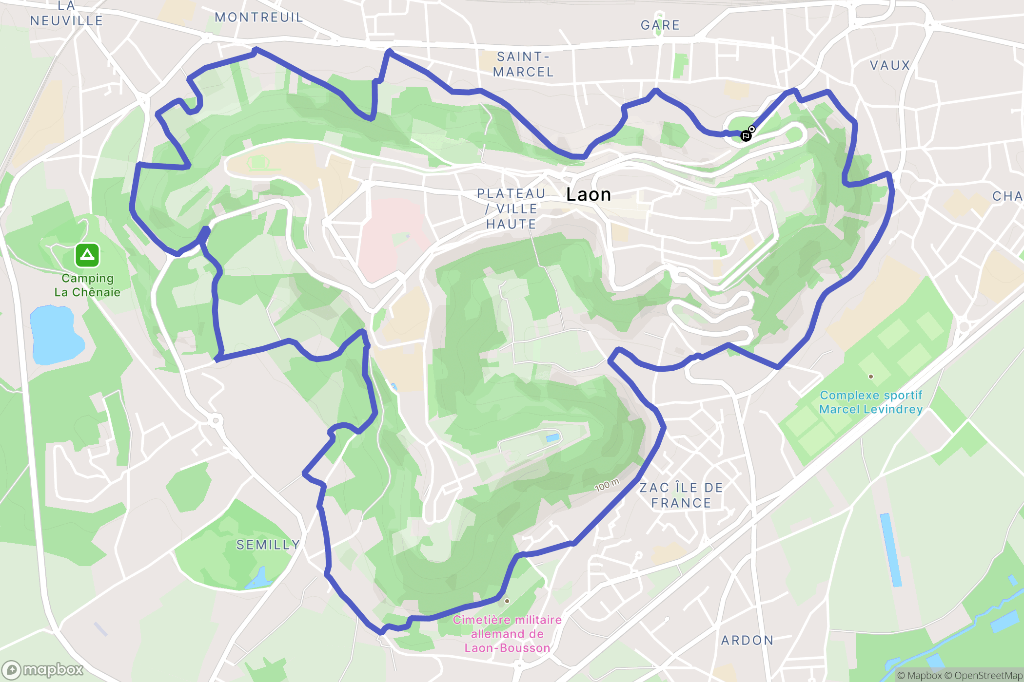 Laon : carte du parcours de randonnée - France