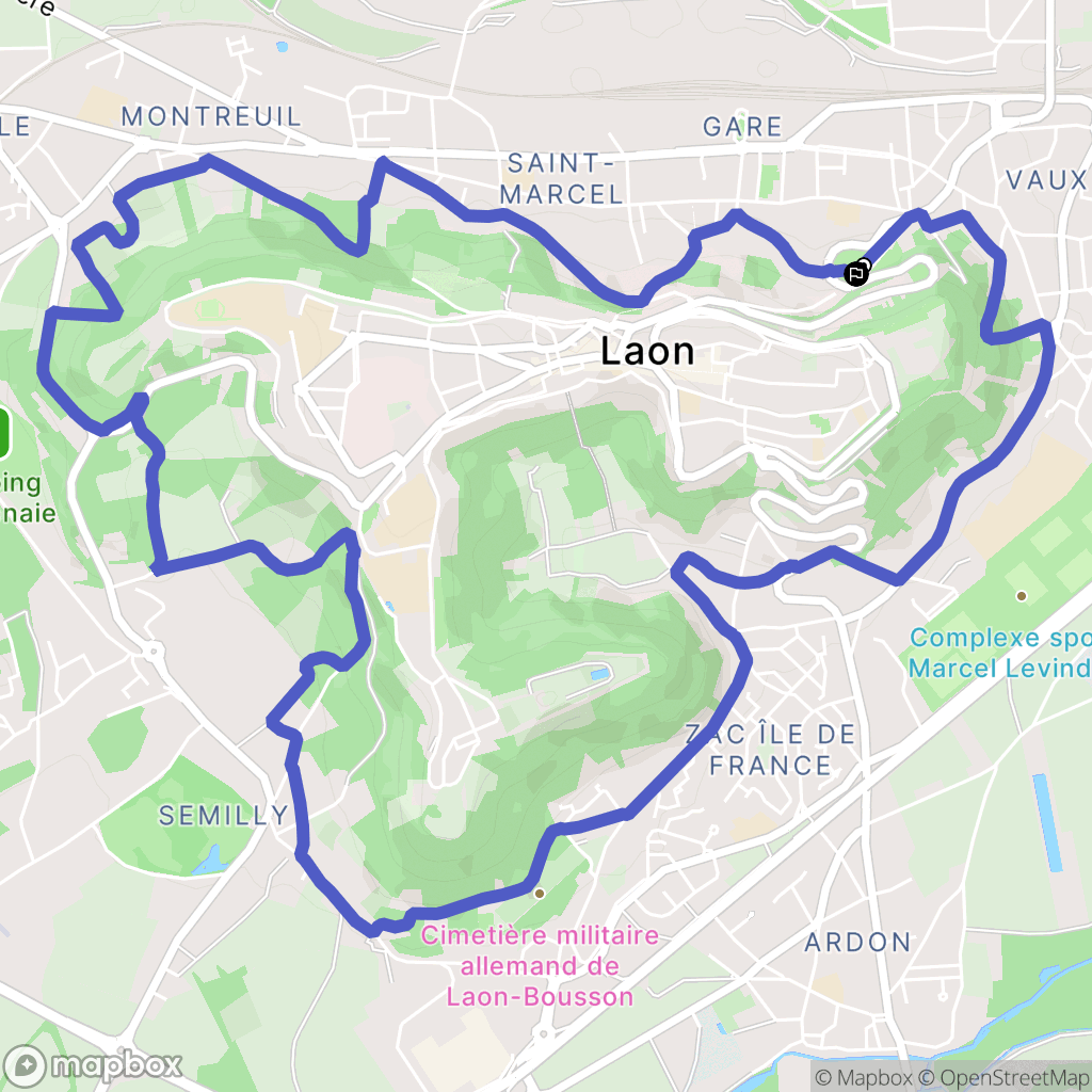Laon : carte du parcours de randonnée - France