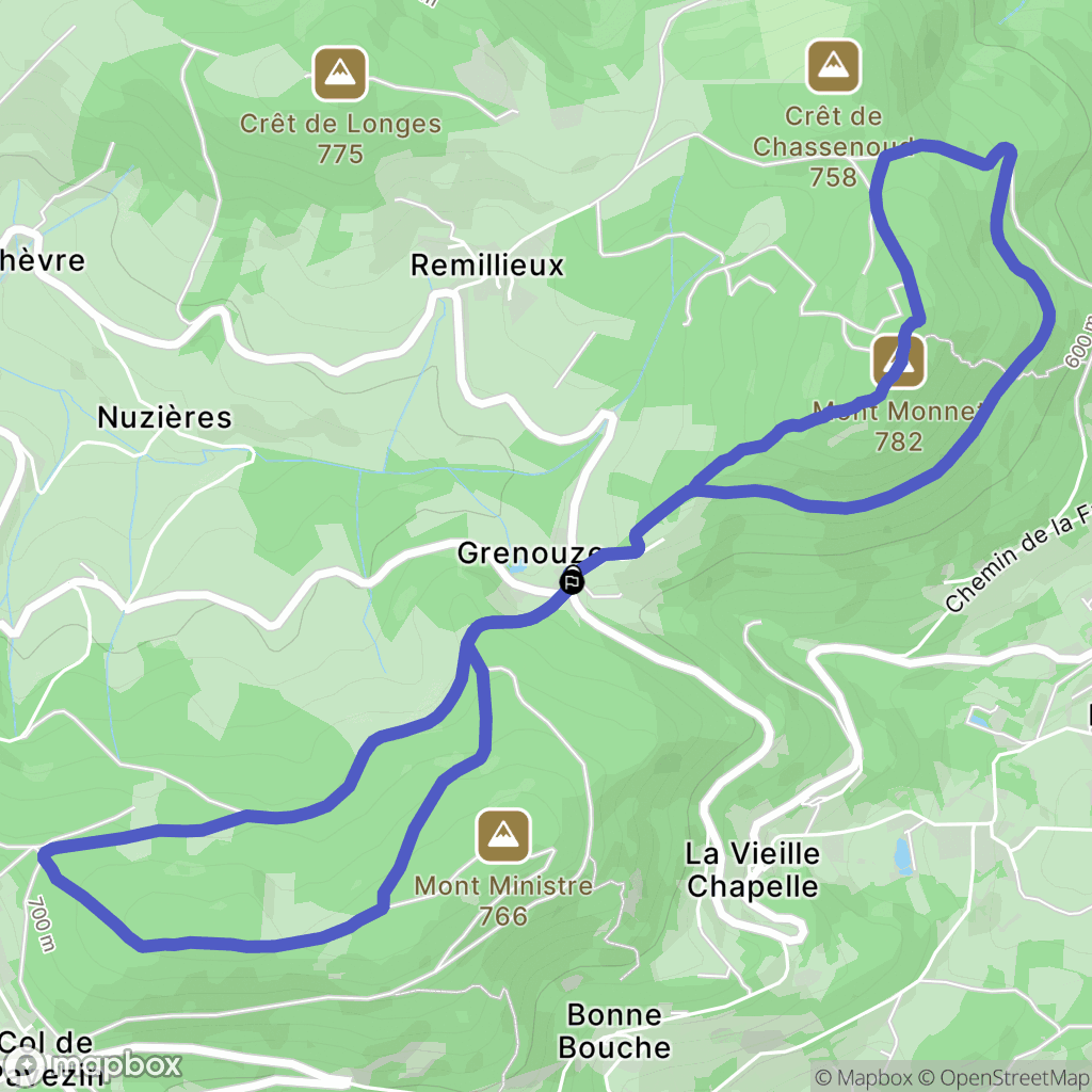 La Chapelle-Villars : carte du parcours de randonnée - France
