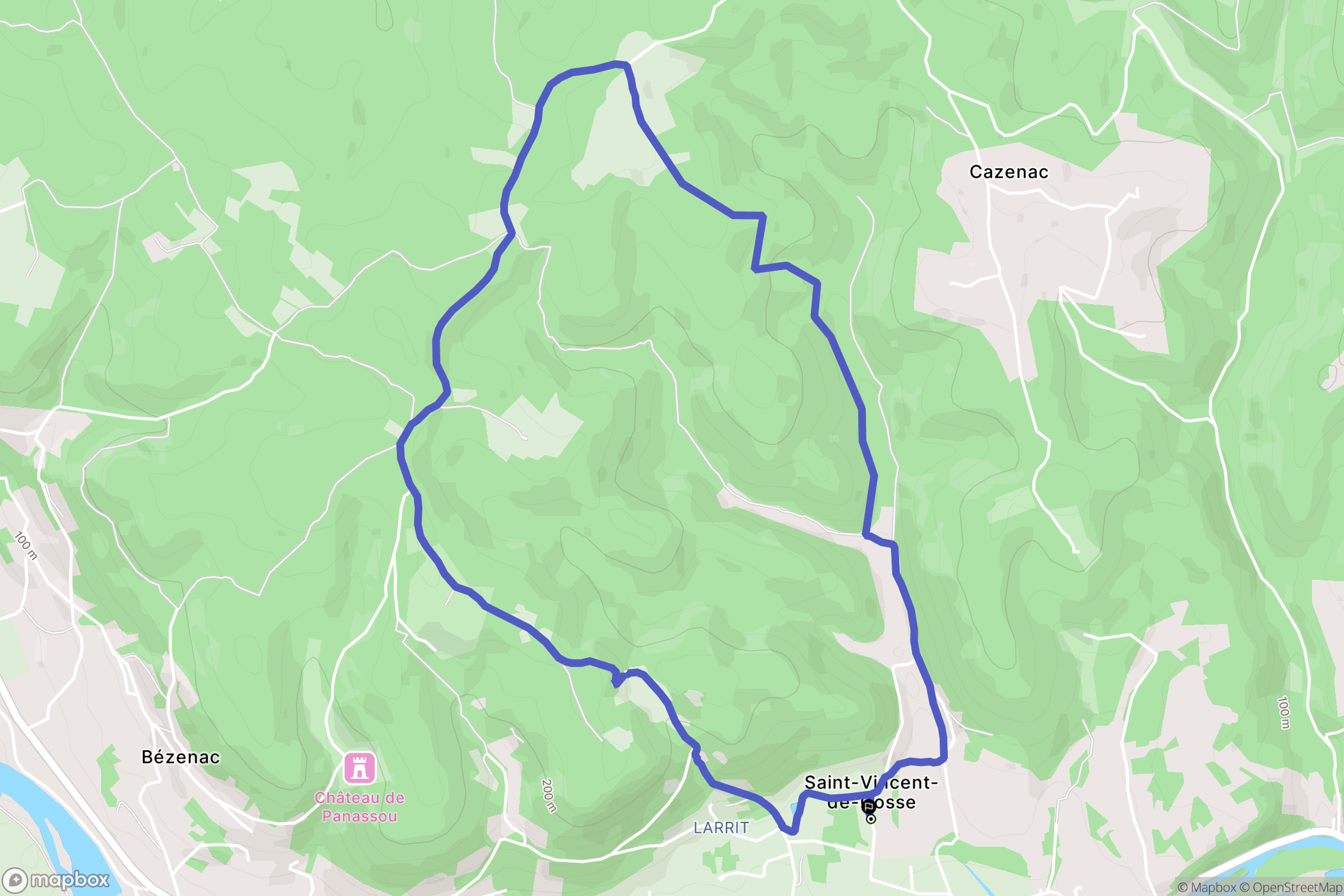 Saint-Vincent-de-Cosse : carte du parcours de randonnée - France