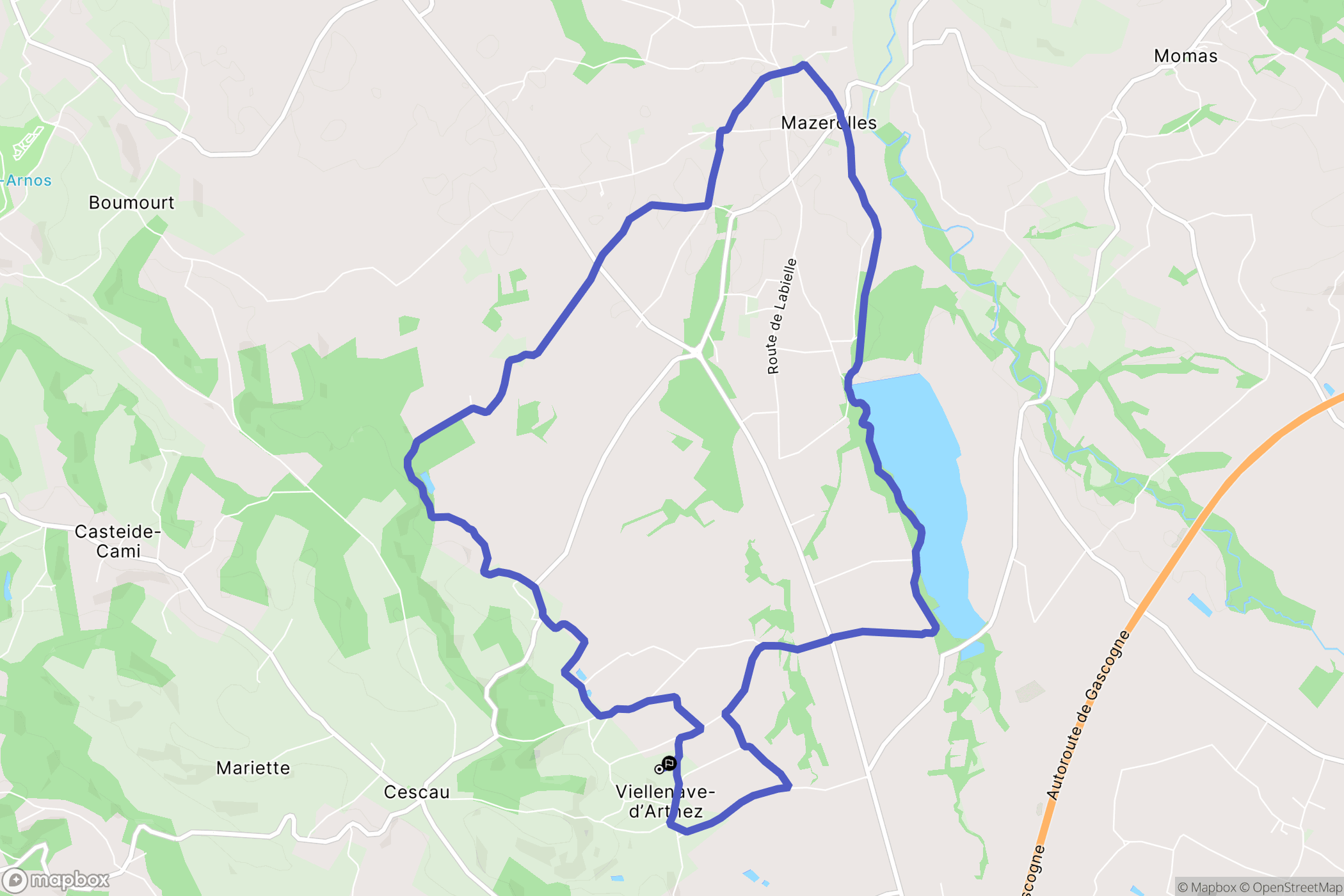 Viellenave-d'Arthez : carte du parcours de randonnée - France