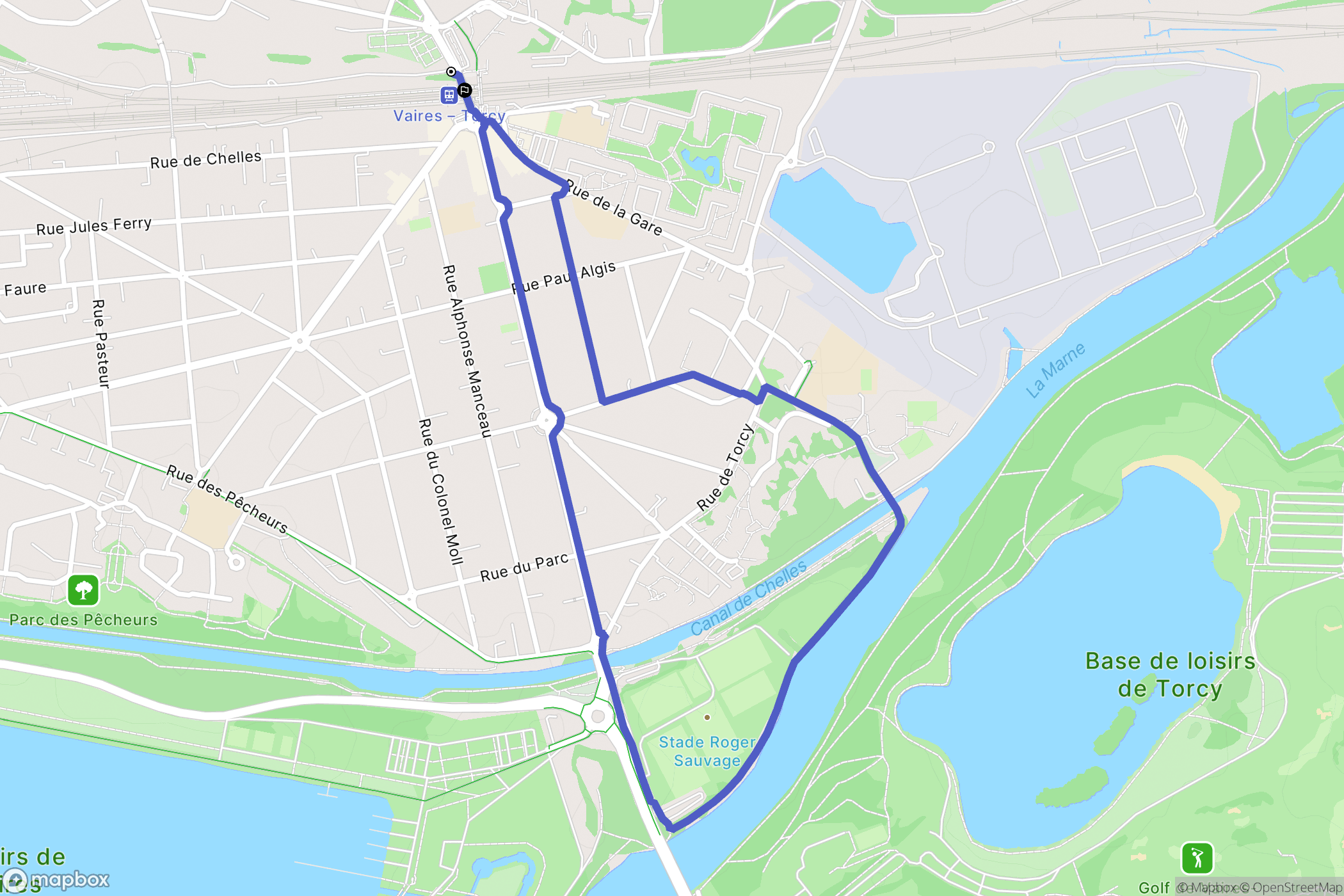 Vaires-sur-Marne : carte du parcours de randonnée - France