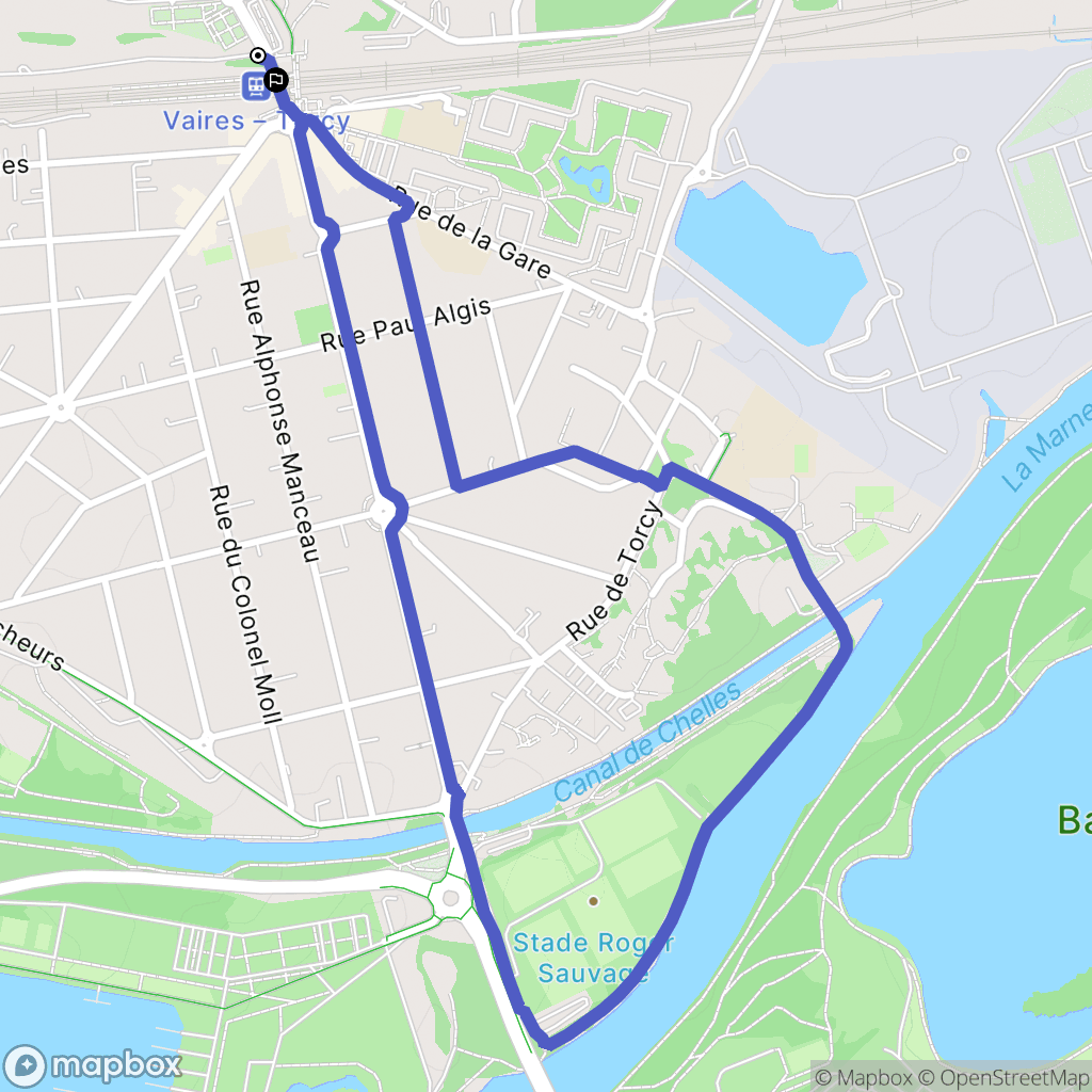 Vaires-sur-Marne : carte du parcours de randonnée - France