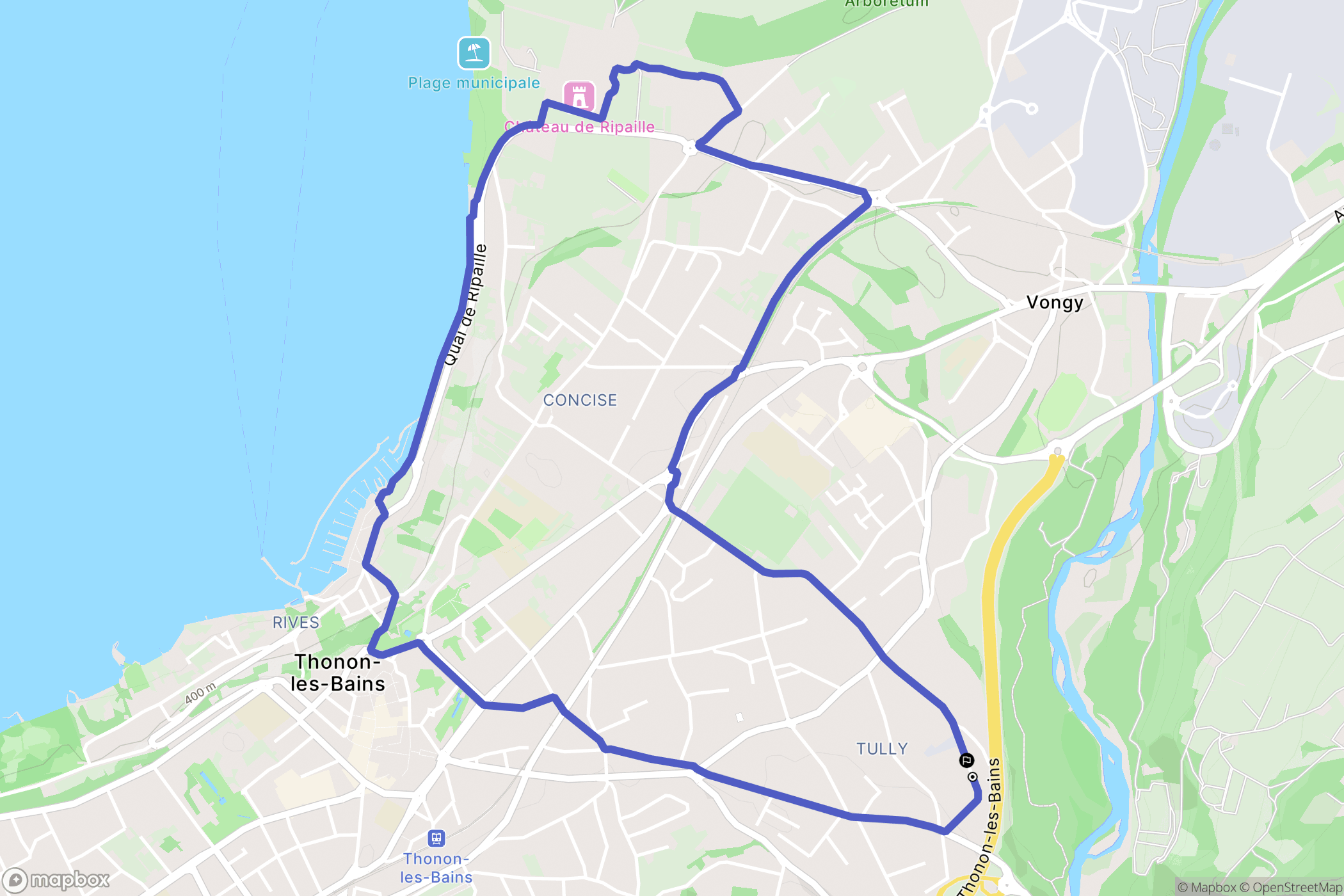 Thonon-les-Bains : carte du parcours de randonnée - France
