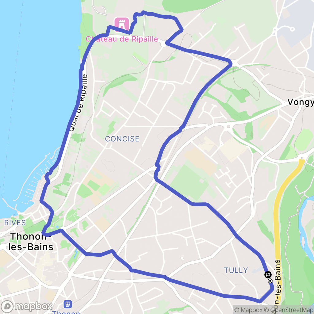 Thonon-les-Bains : carte du parcours de randonnée - France