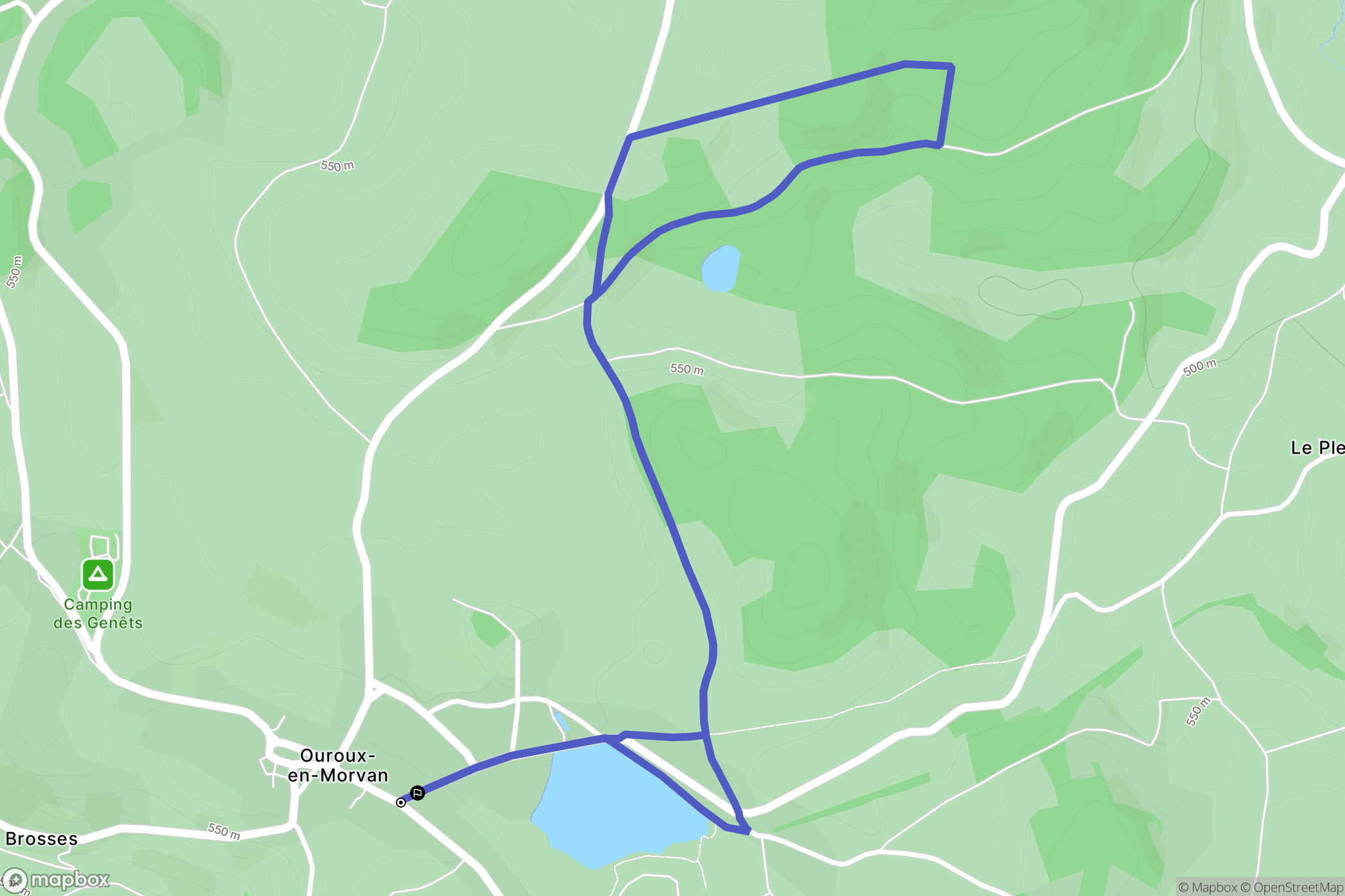 Ouroux-en-Morvan : carte du parcours de randonnée - France