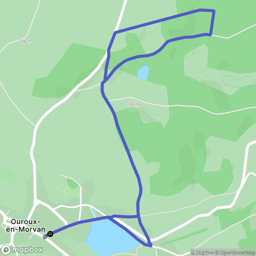 Ouroux-en-Morvan : carte du parcours de randonnée - France
