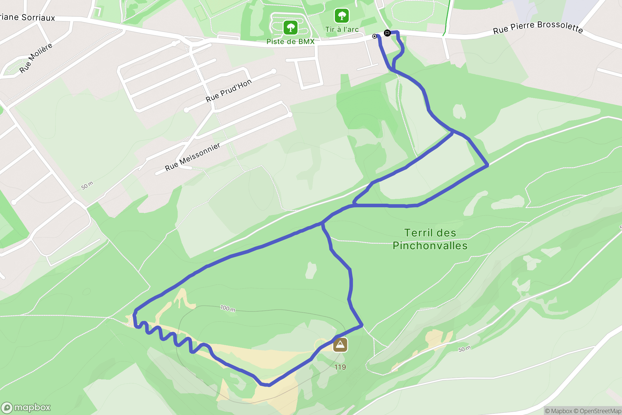 Liévin : carte du parcours de randonnée - France