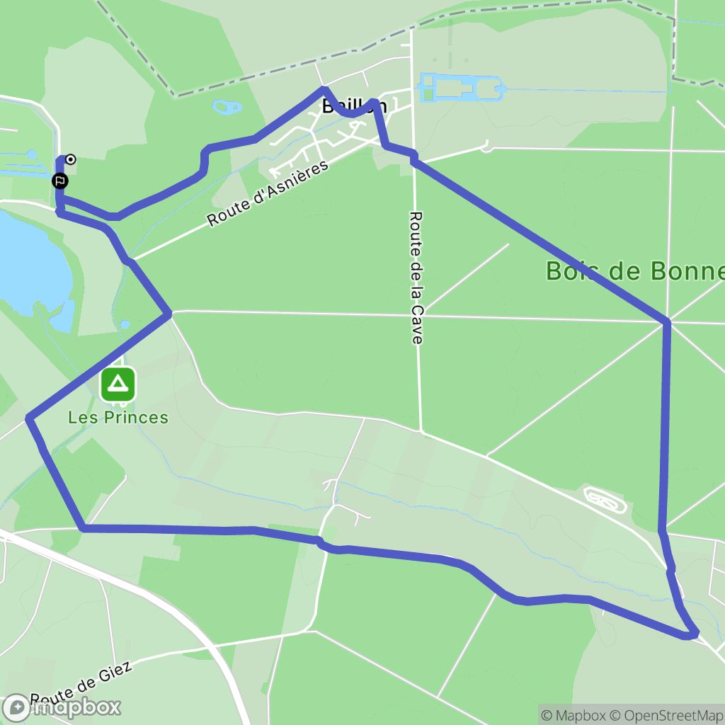Asnières-sur-Oise : carte du parcours de randonnée - France