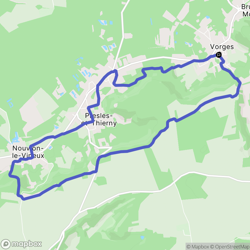 Vorges : carte du parcours de randonnée - France