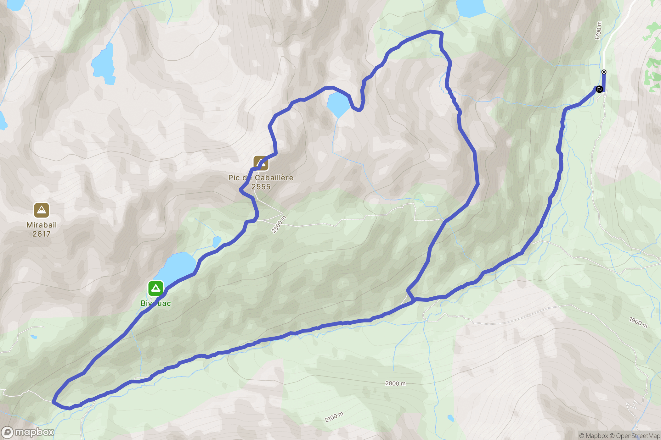 Aston : carte du parcours de randonnée - France