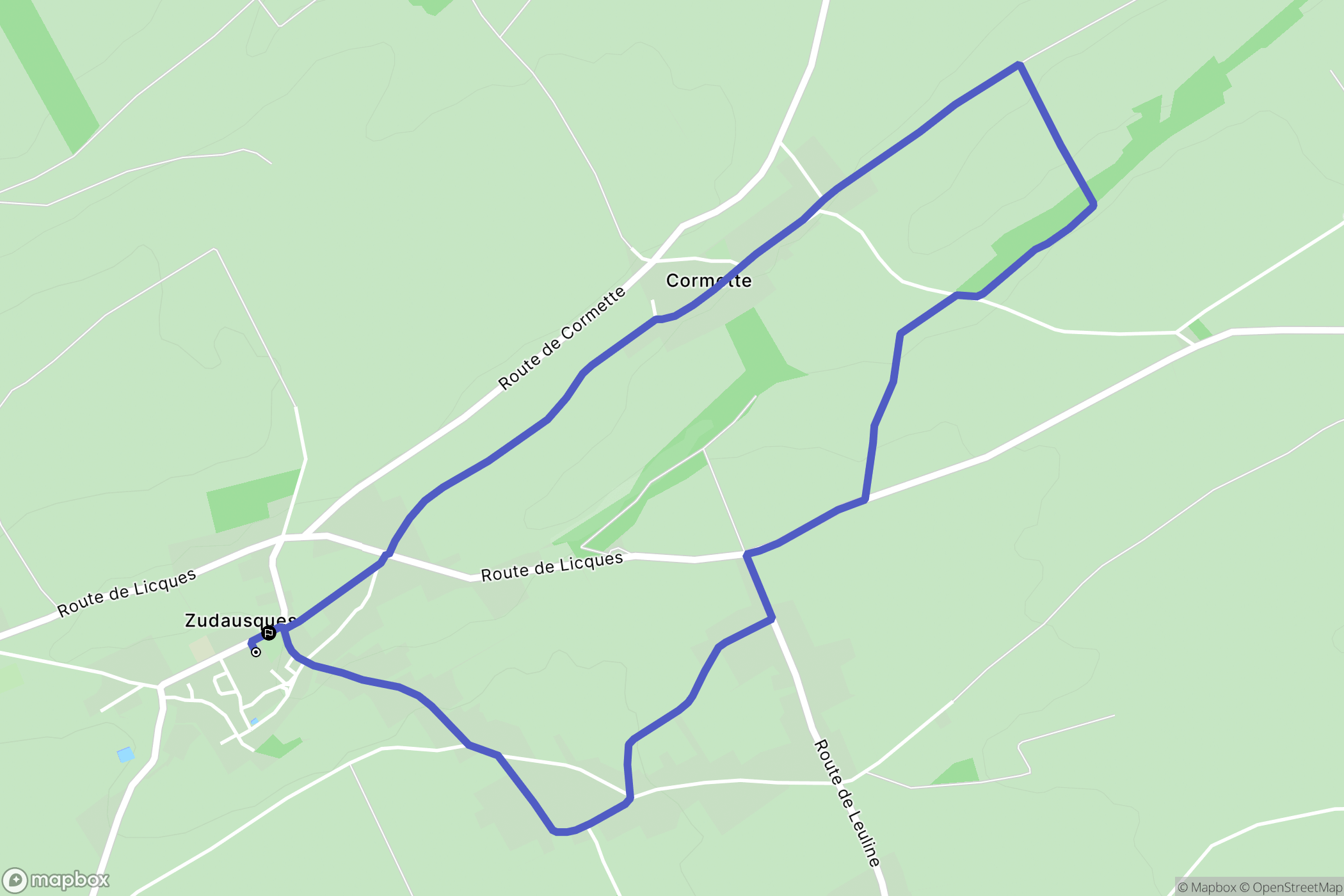 Zudausques : carte du parcours de randonnée - France