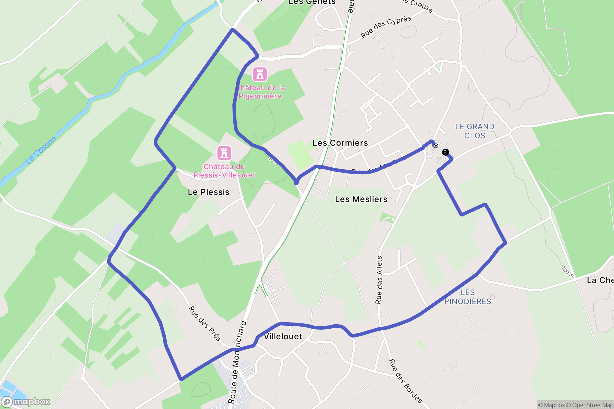 Chailles : carte du parcours de randonnée - France