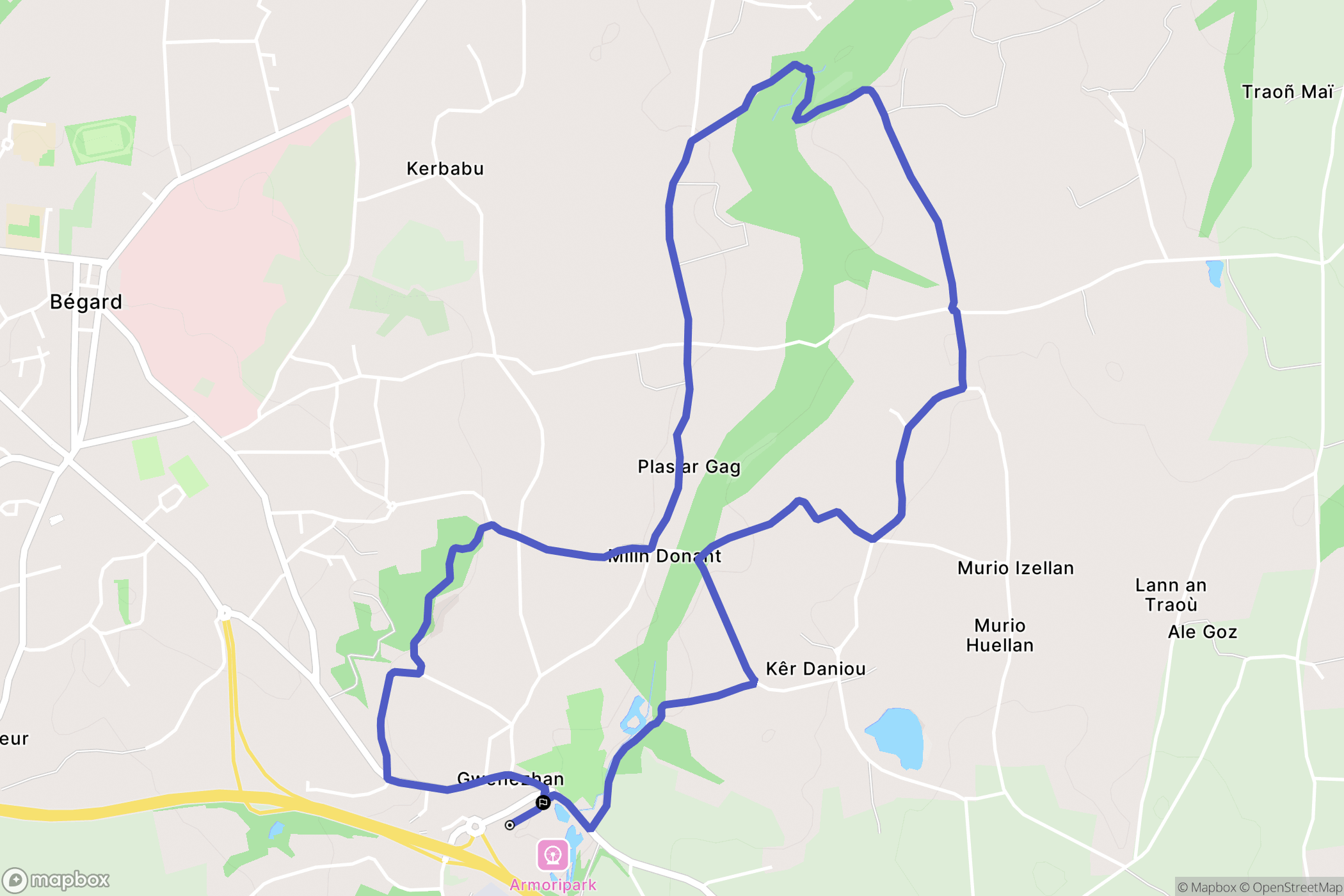 Bégard : carte du parcours de randonnée - France