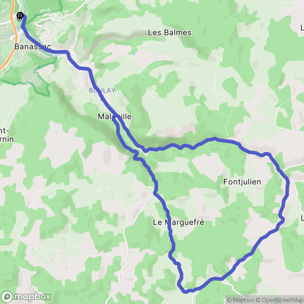 Banassac-Canilhac : carte du parcours de randonnée - France
