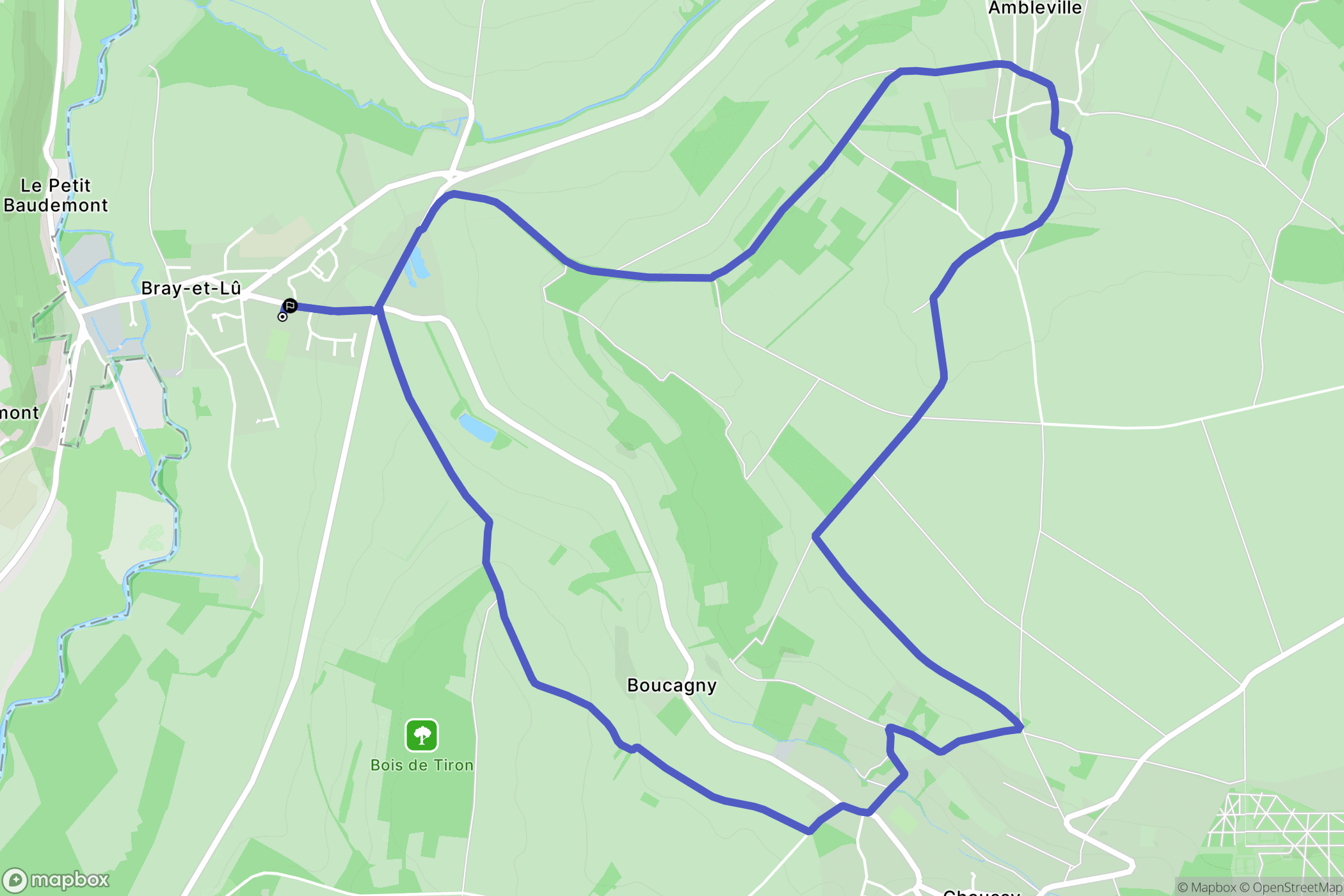 Bray-et-Lû : carte du parcours de randonnée - France