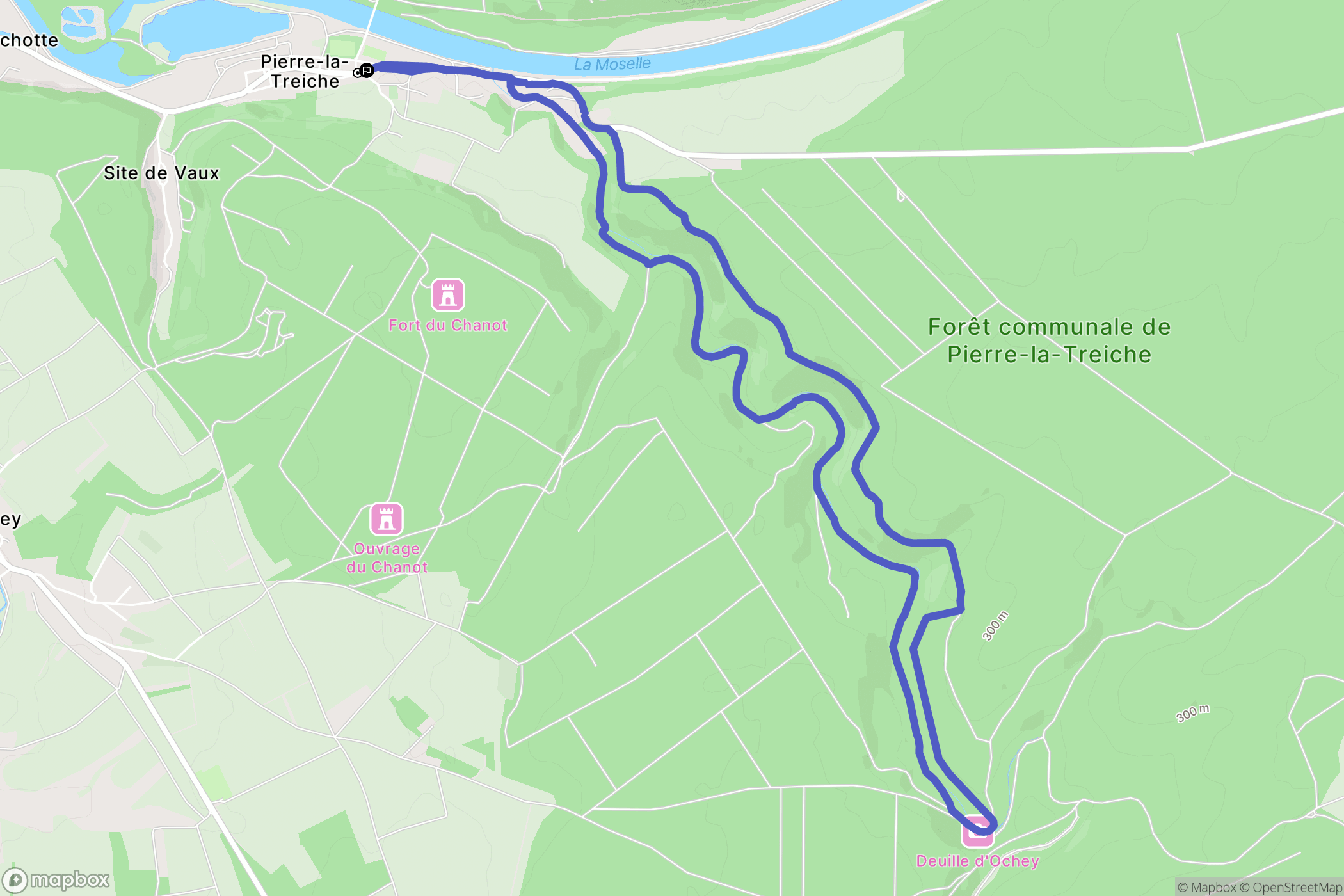 Pierre-la-Treiche : carte du parcours de randonnée - France