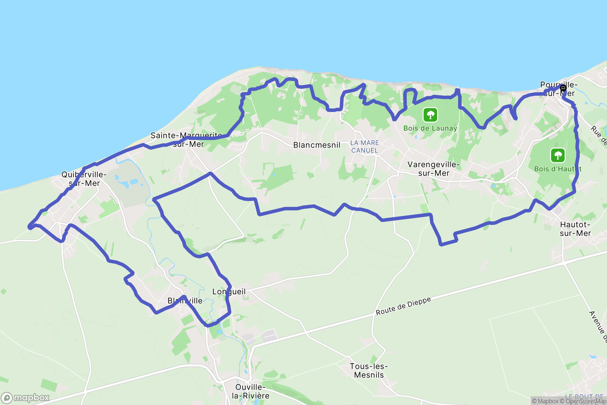 Hautot-sur-Mer : carte du parcours de randonnée - France