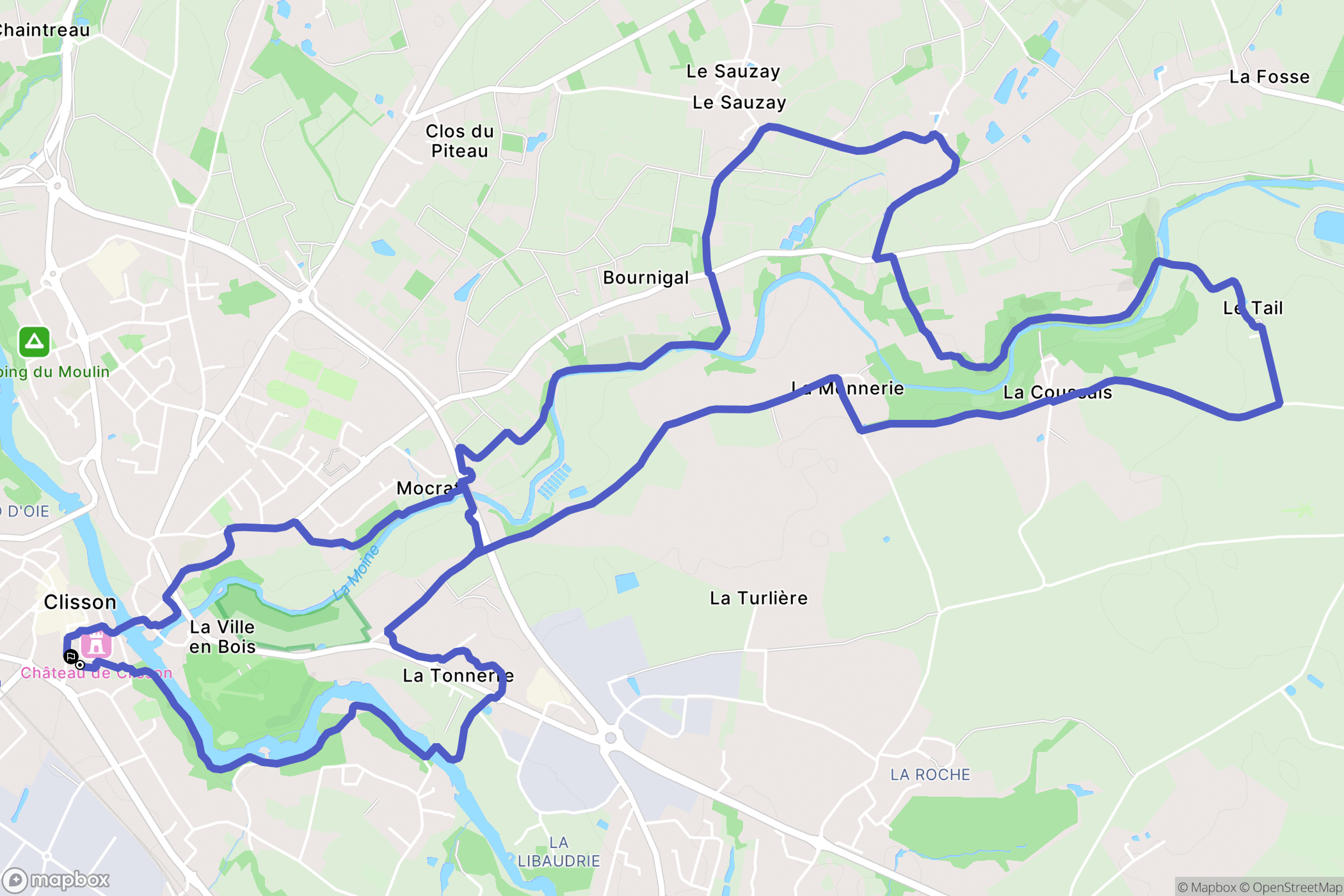 Clisson : carte du parcours de randonnée - France