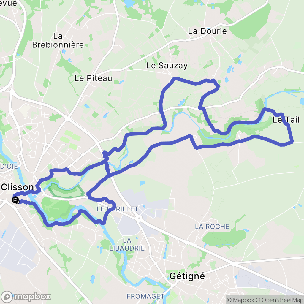 Clisson : carte du parcours de randonnée - France