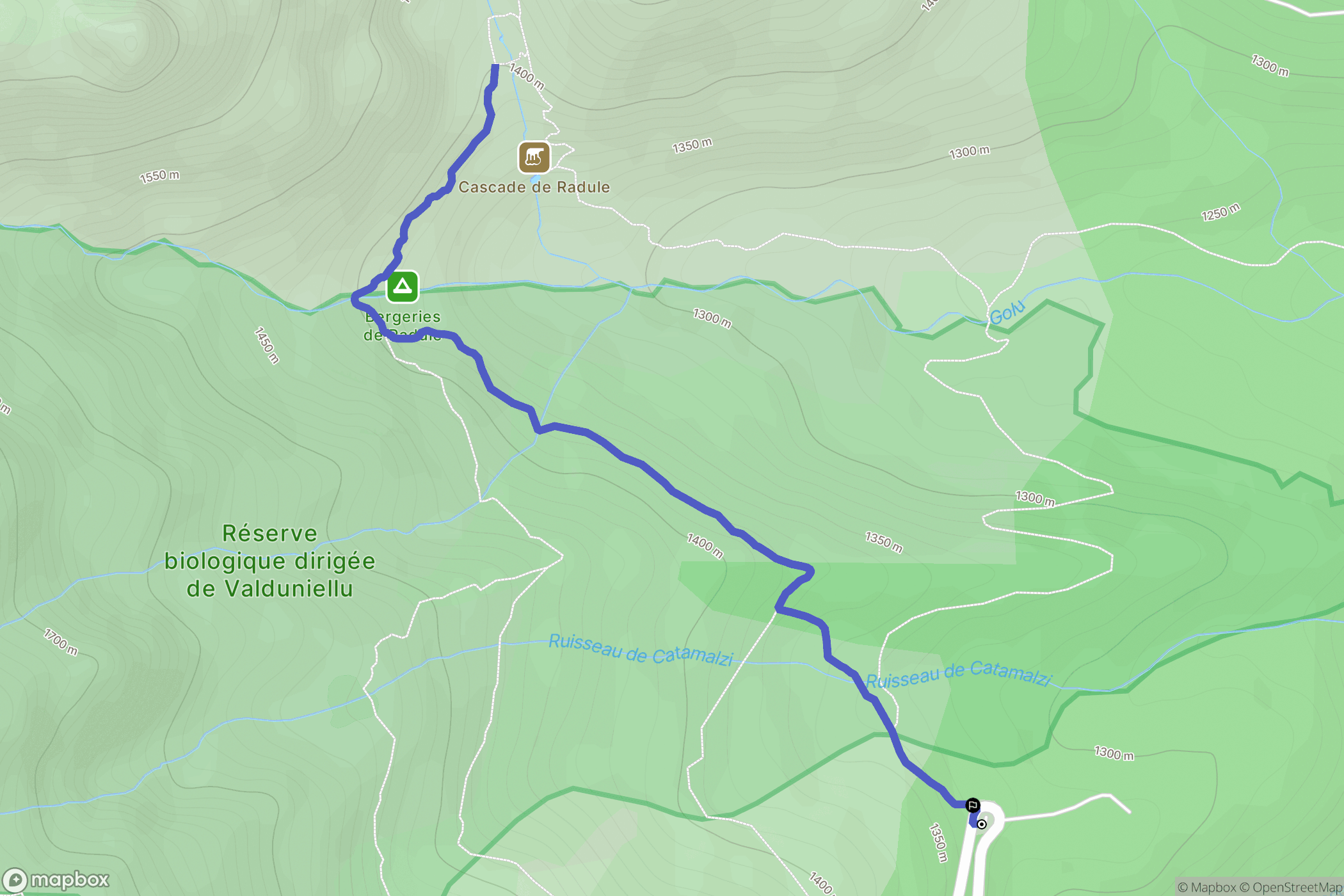 Albertacce : carte du parcours de randonnée - France