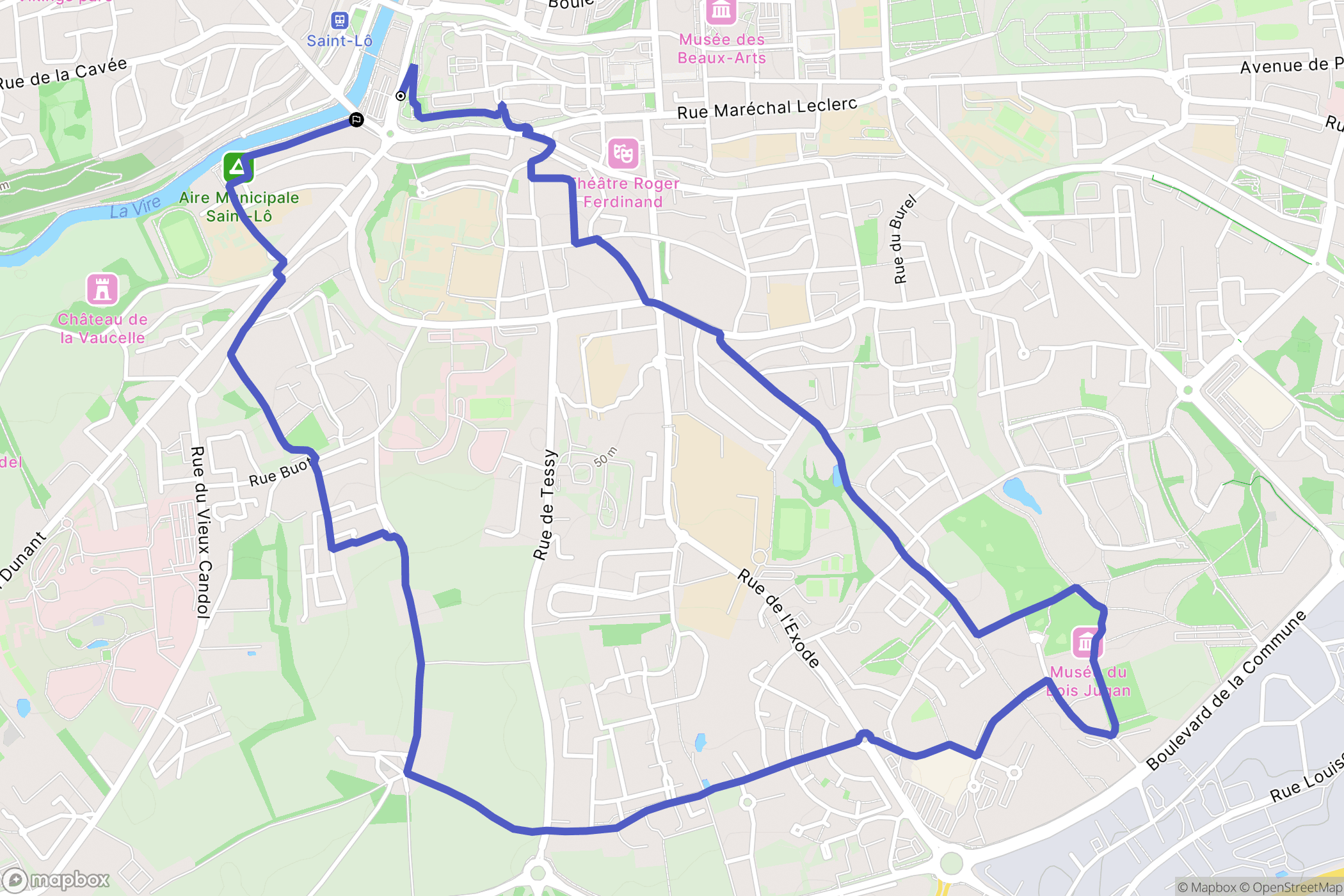 Saint-Lô : carte du parcours de randonnée - France