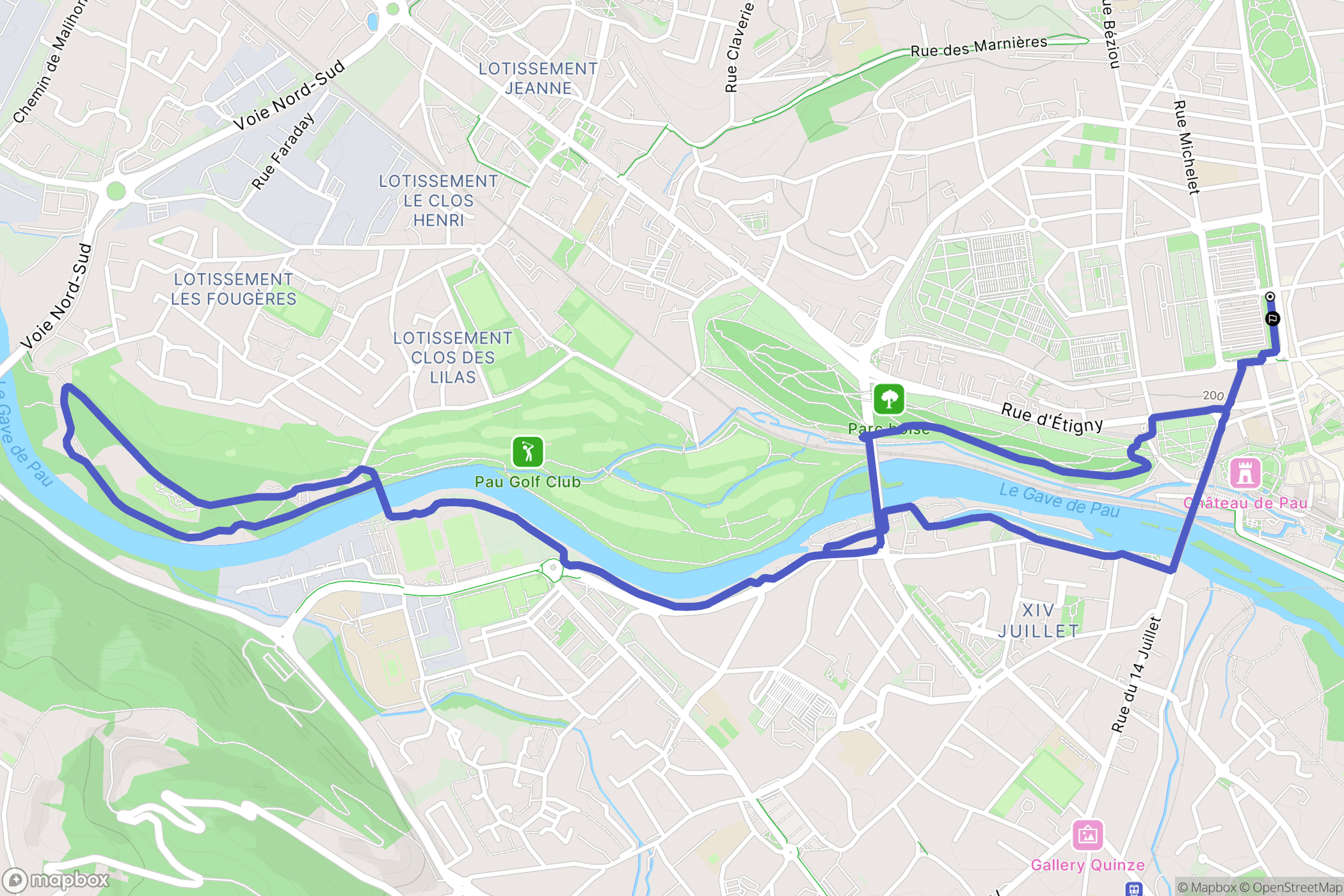 Pau : carte du parcours de randonnée - France