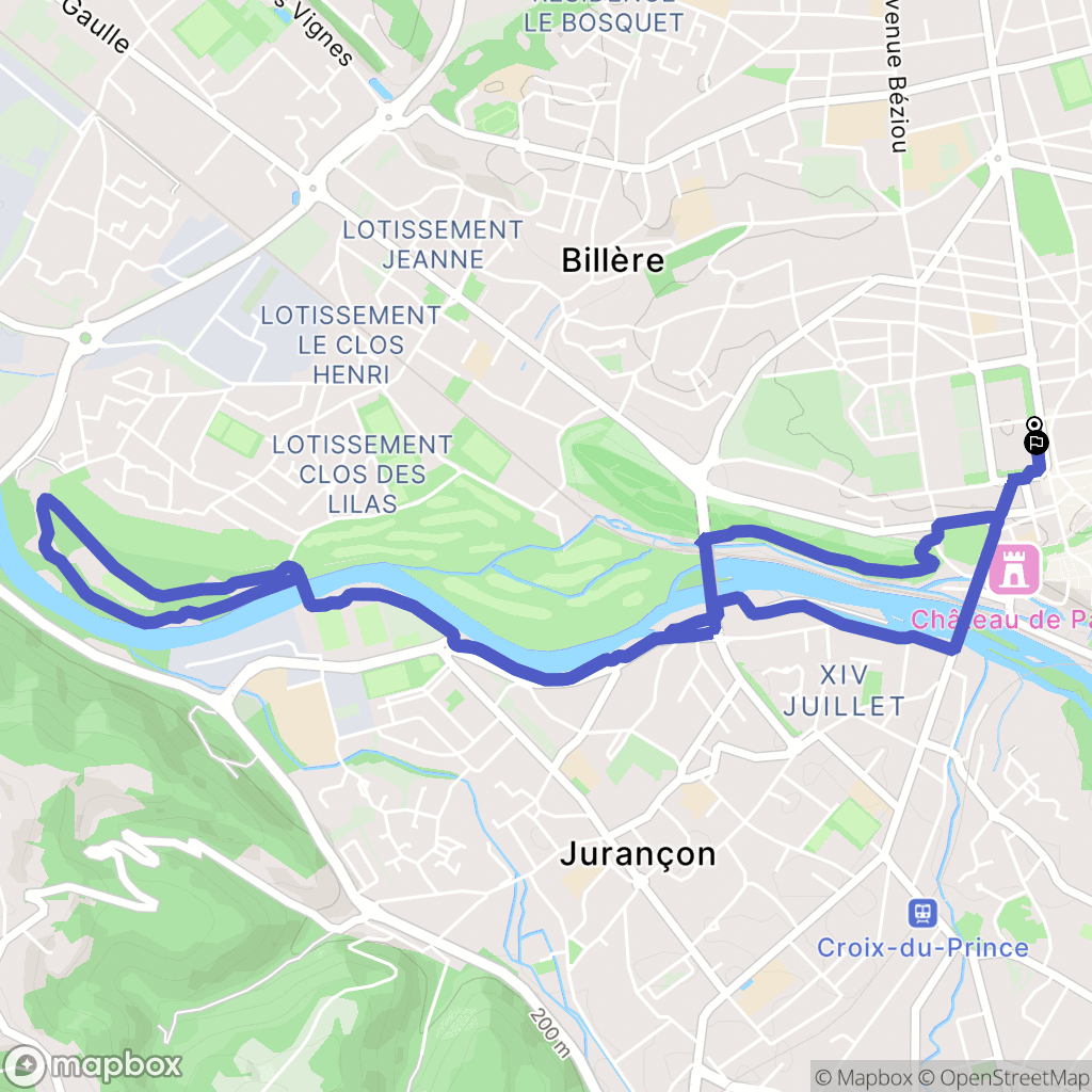 Pau : carte du parcours de randonnée - France