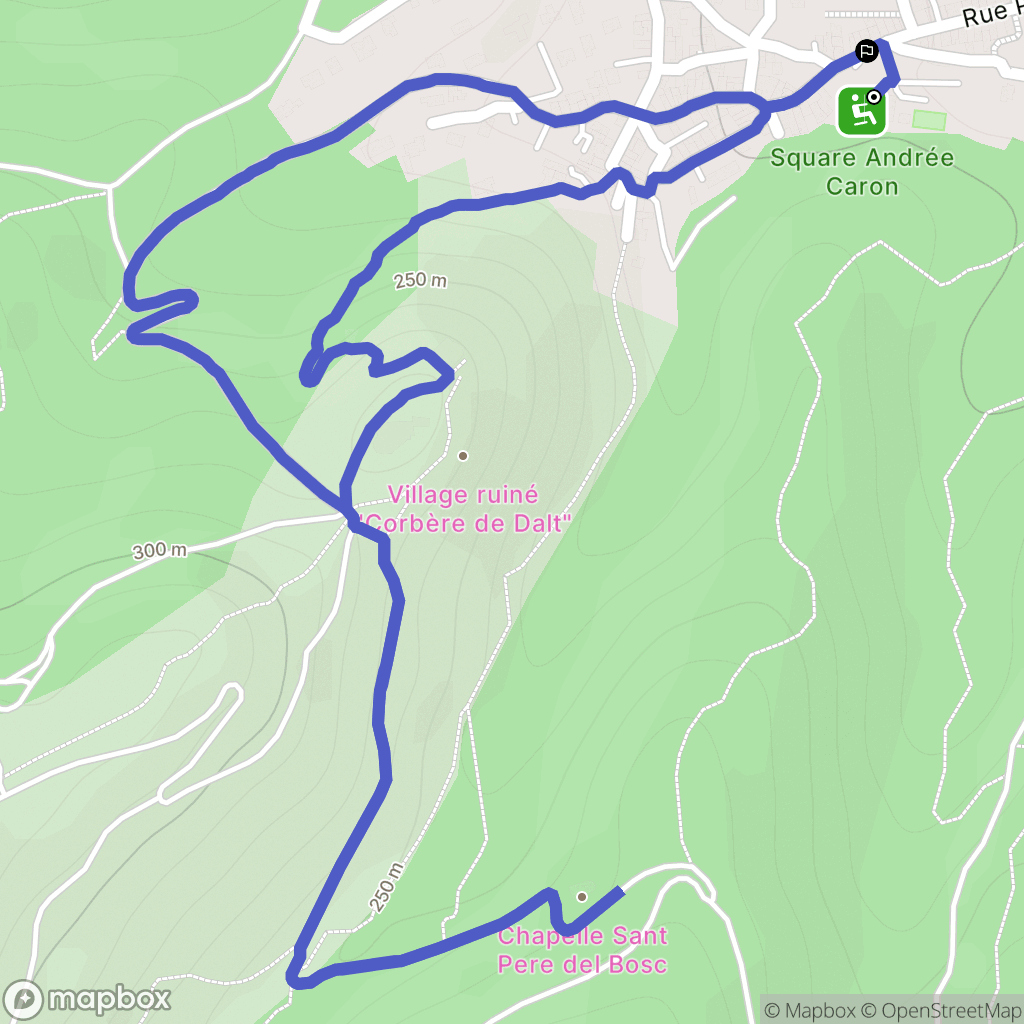 Corbère : carte du parcours de randonnée - France