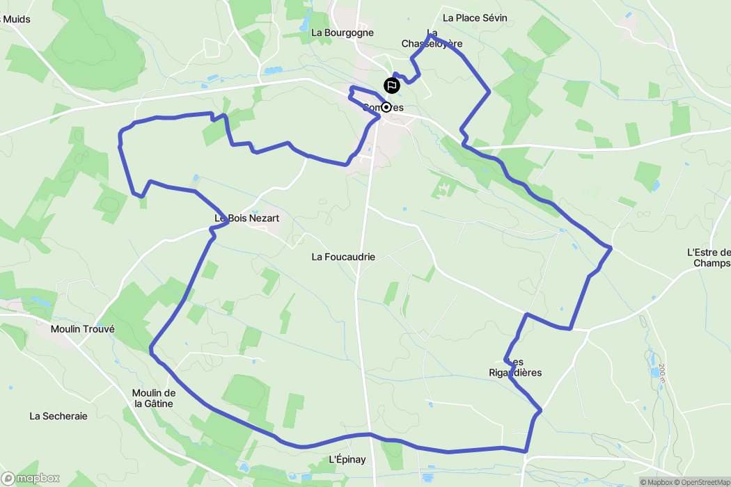 Combres : carte du parcours de randonnée - France