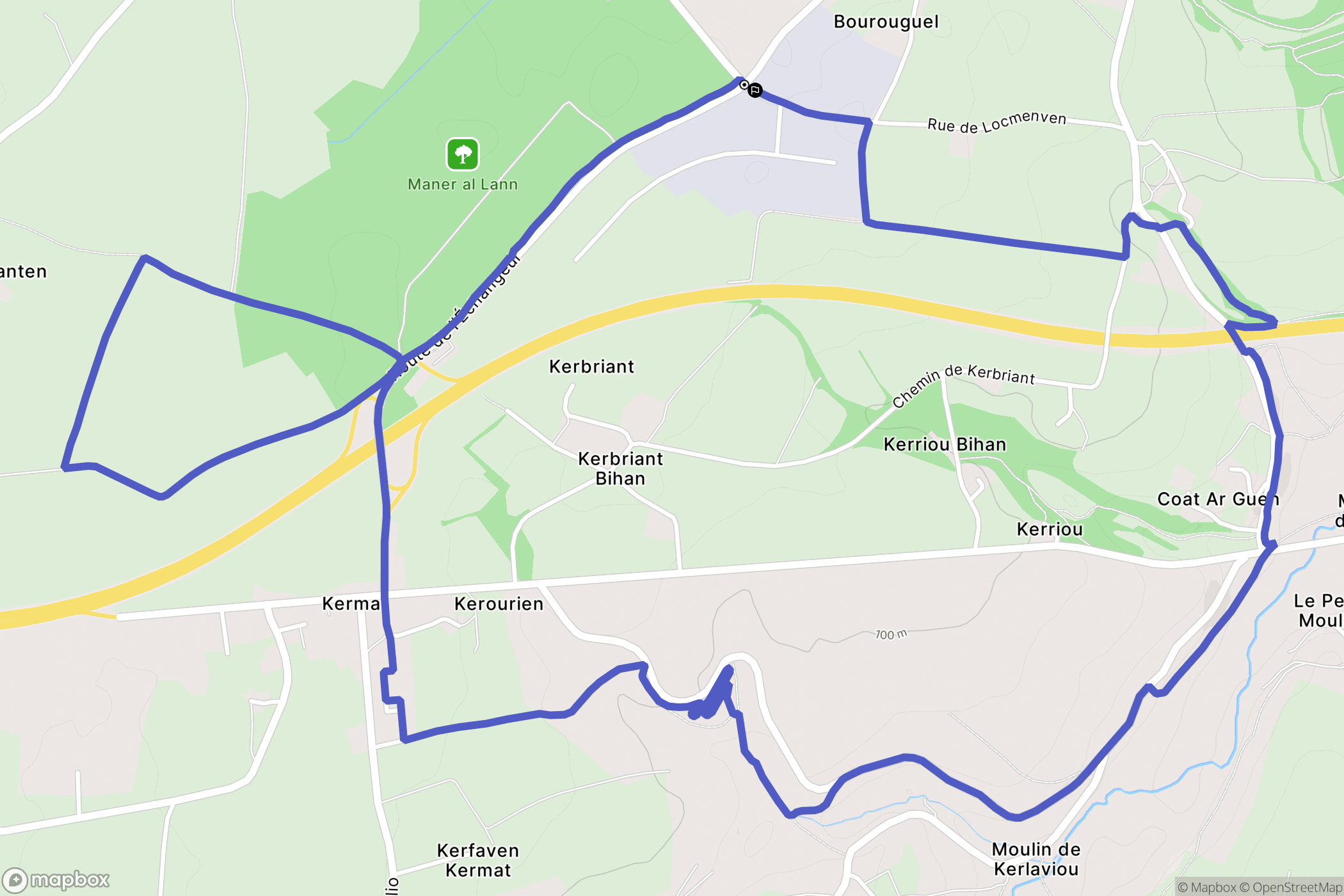 Guiclan : carte du parcours de randonnée - France