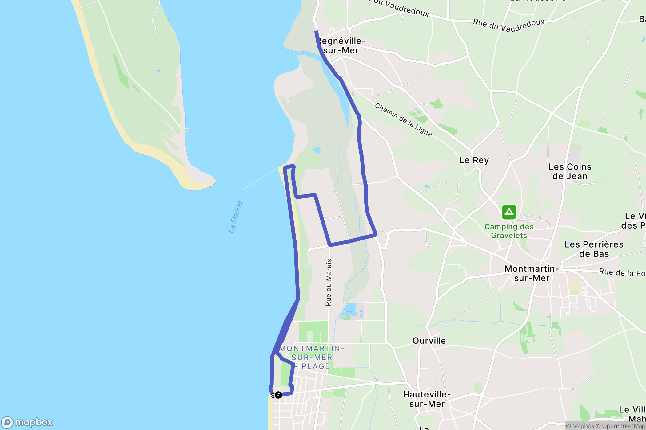 Hauteville-sur-Mer : carte du parcours de randonnée - France