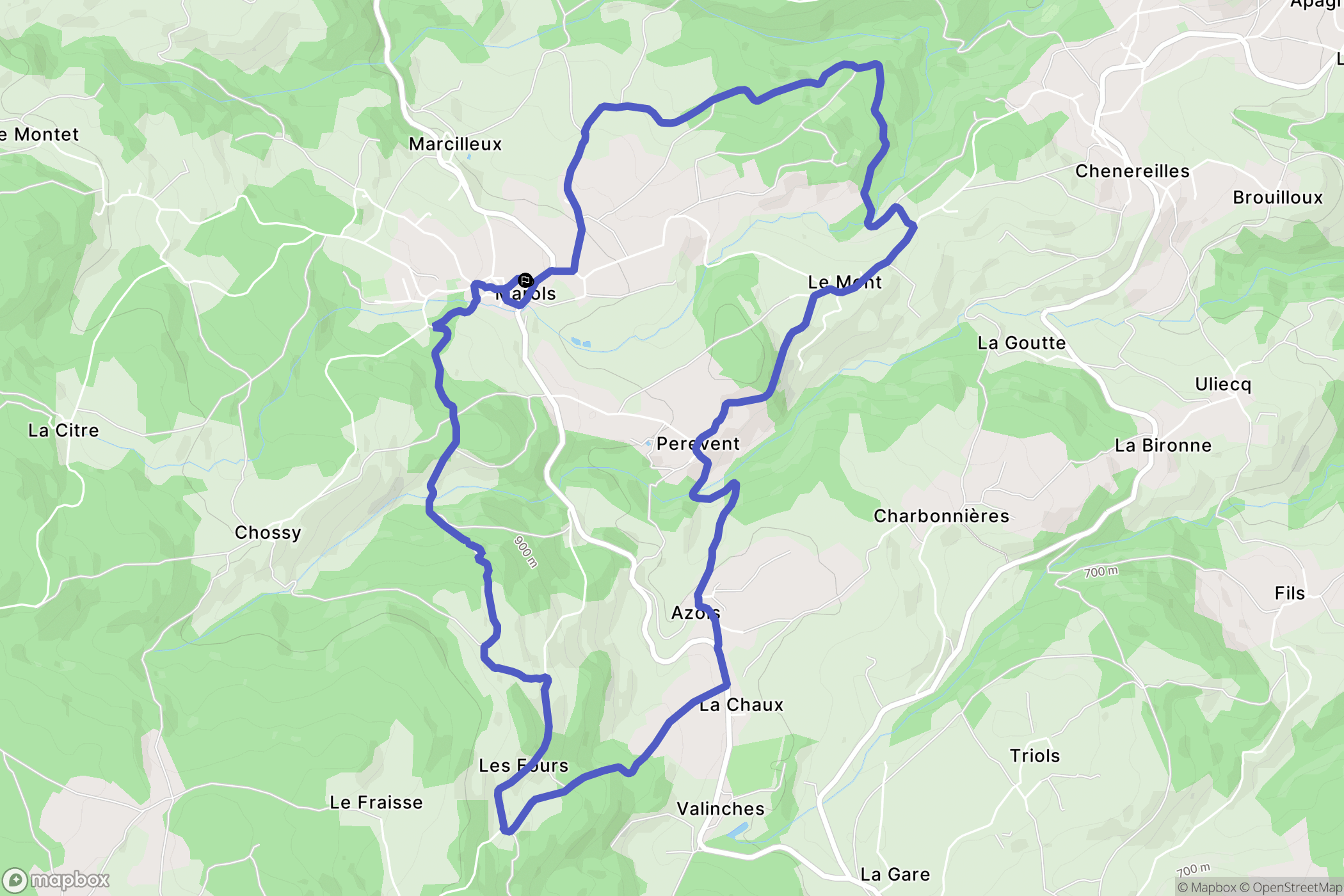 Marols : carte du parcours de randonnée - France