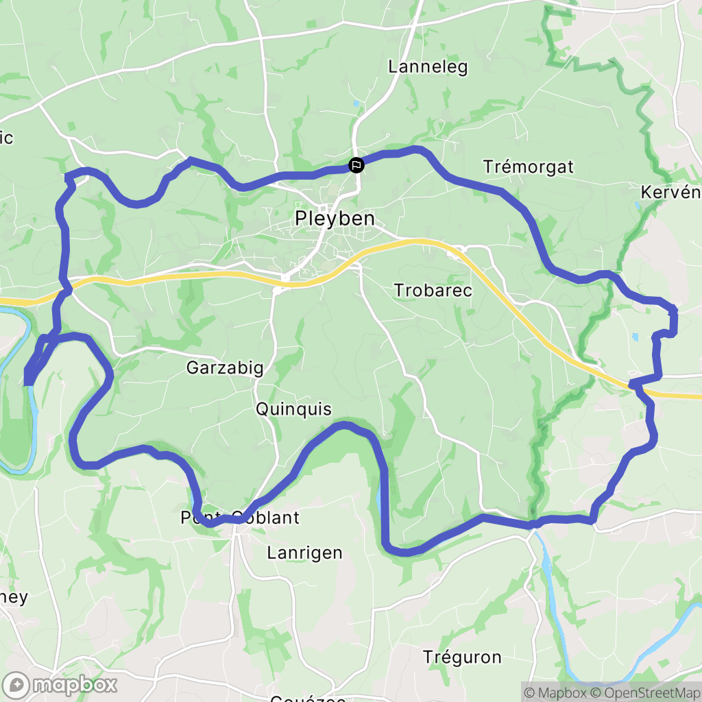 Pleyben : carte du parcours de randonnée - France