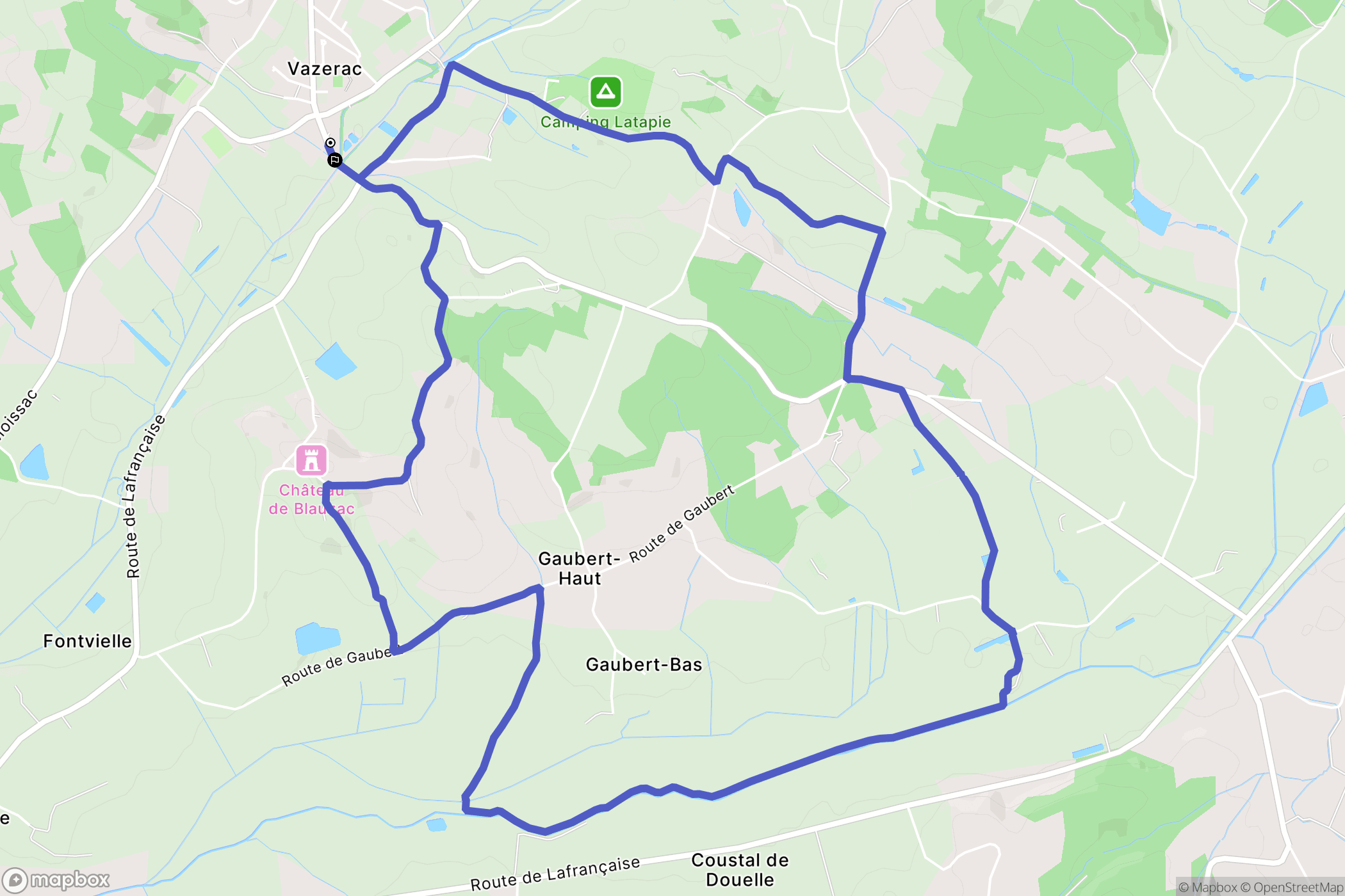 Vazerac : carte du parcours de randonnée - France