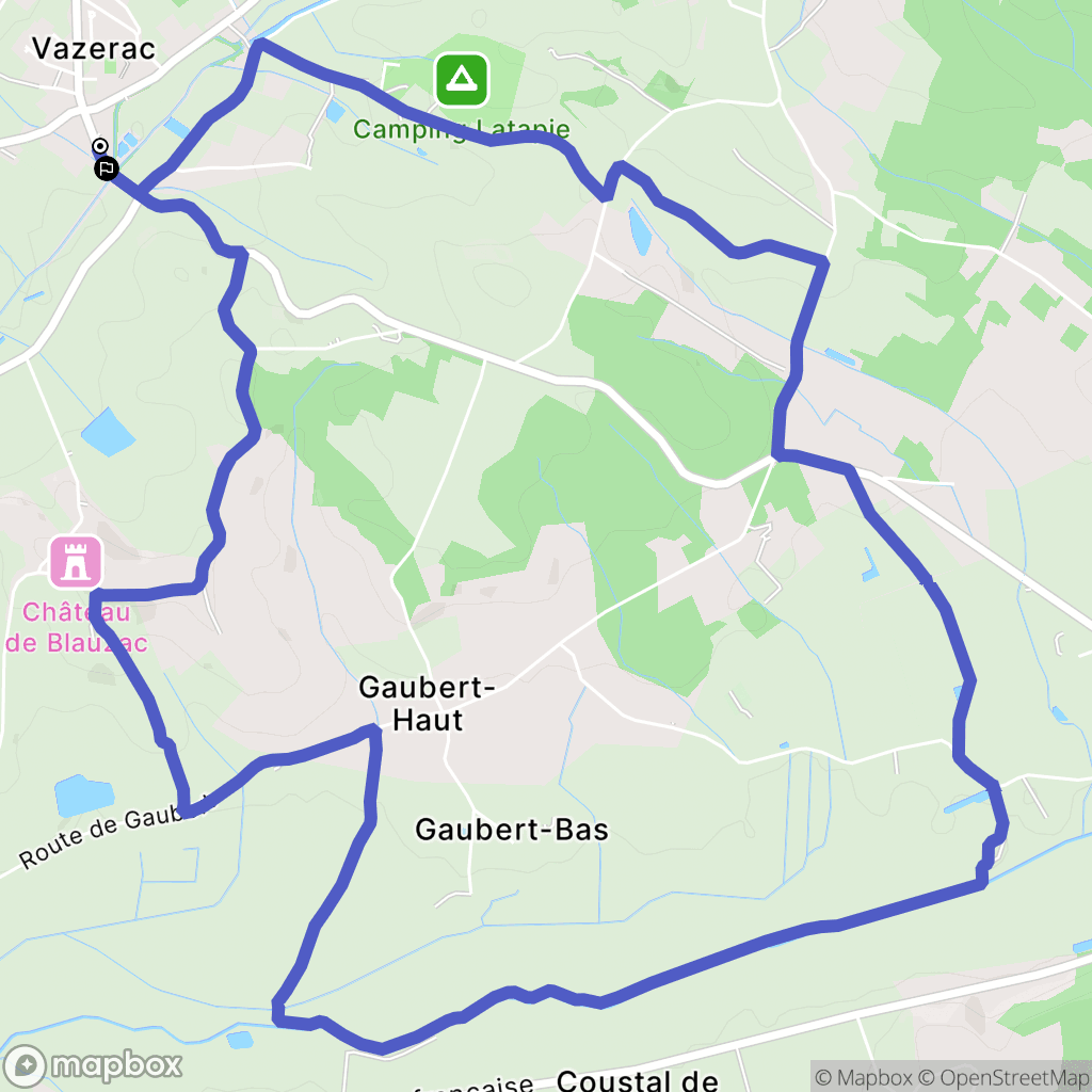 Vazerac : carte du parcours de randonnée - France