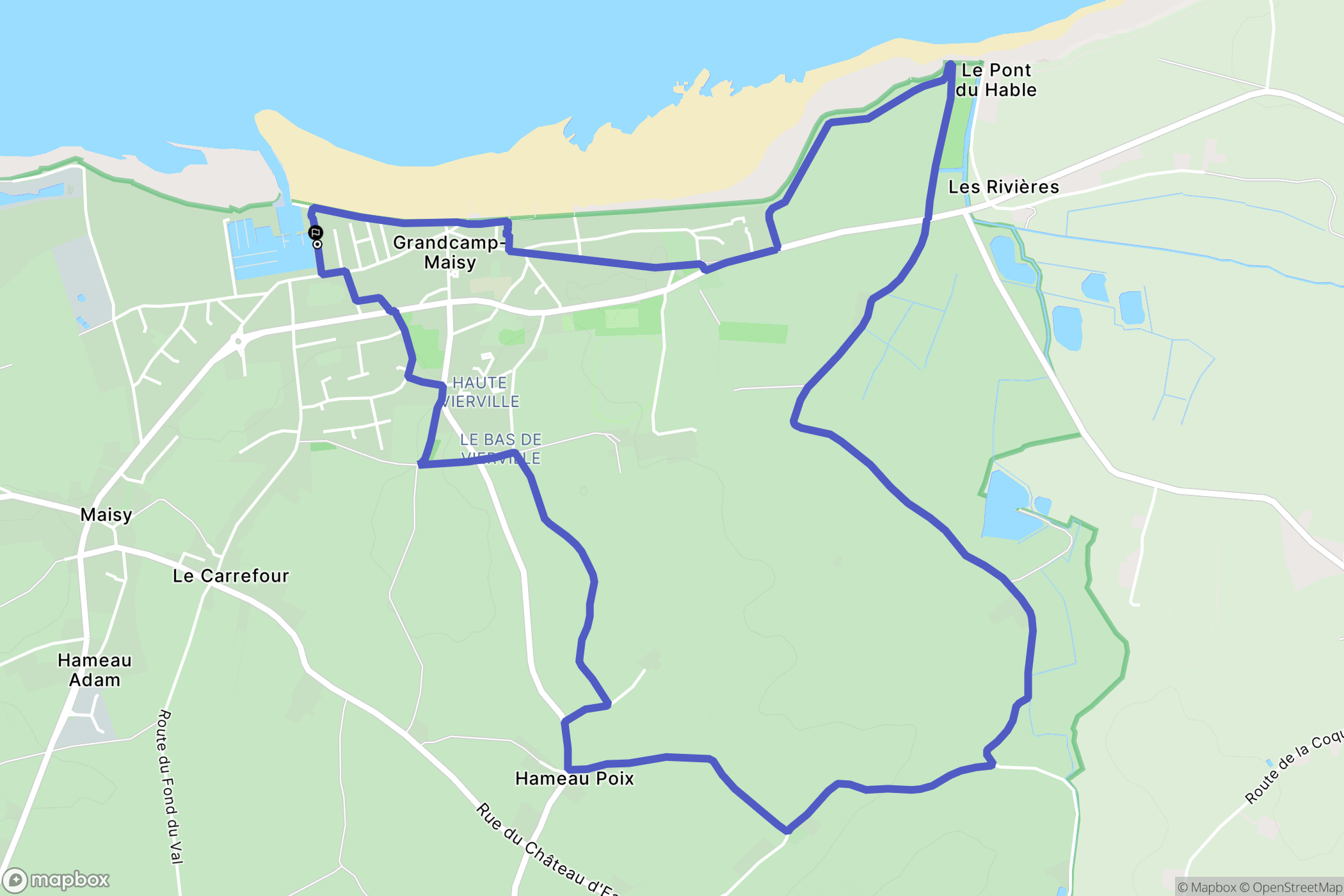 Grandcamp-Maisy : carte du parcours de randonnée - France