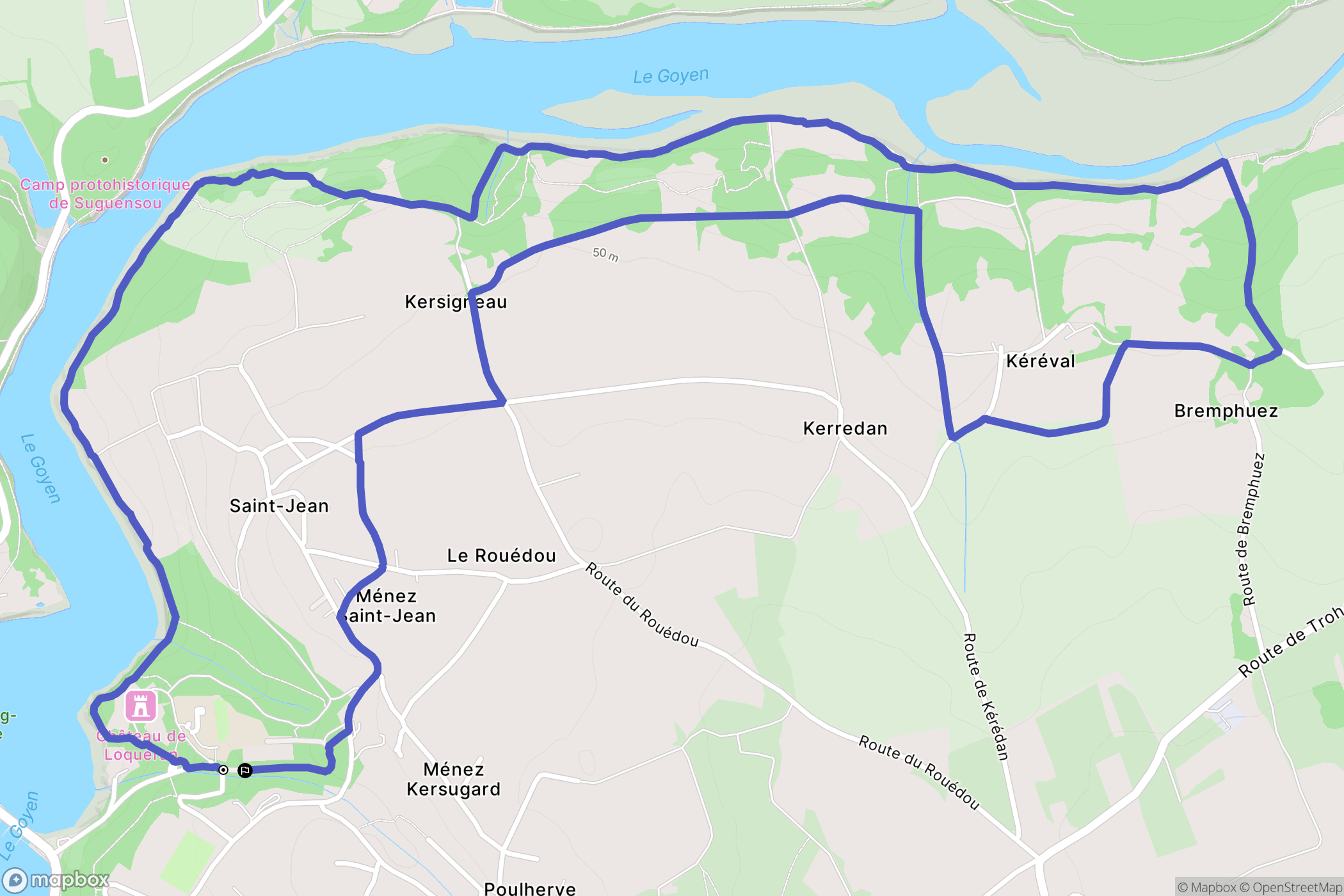 Plouhinec : carte du parcours de randonnée - France