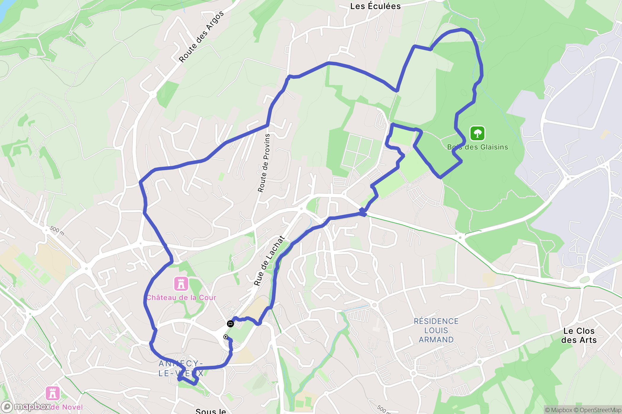 Annecy : carte du parcours de randonnée - France