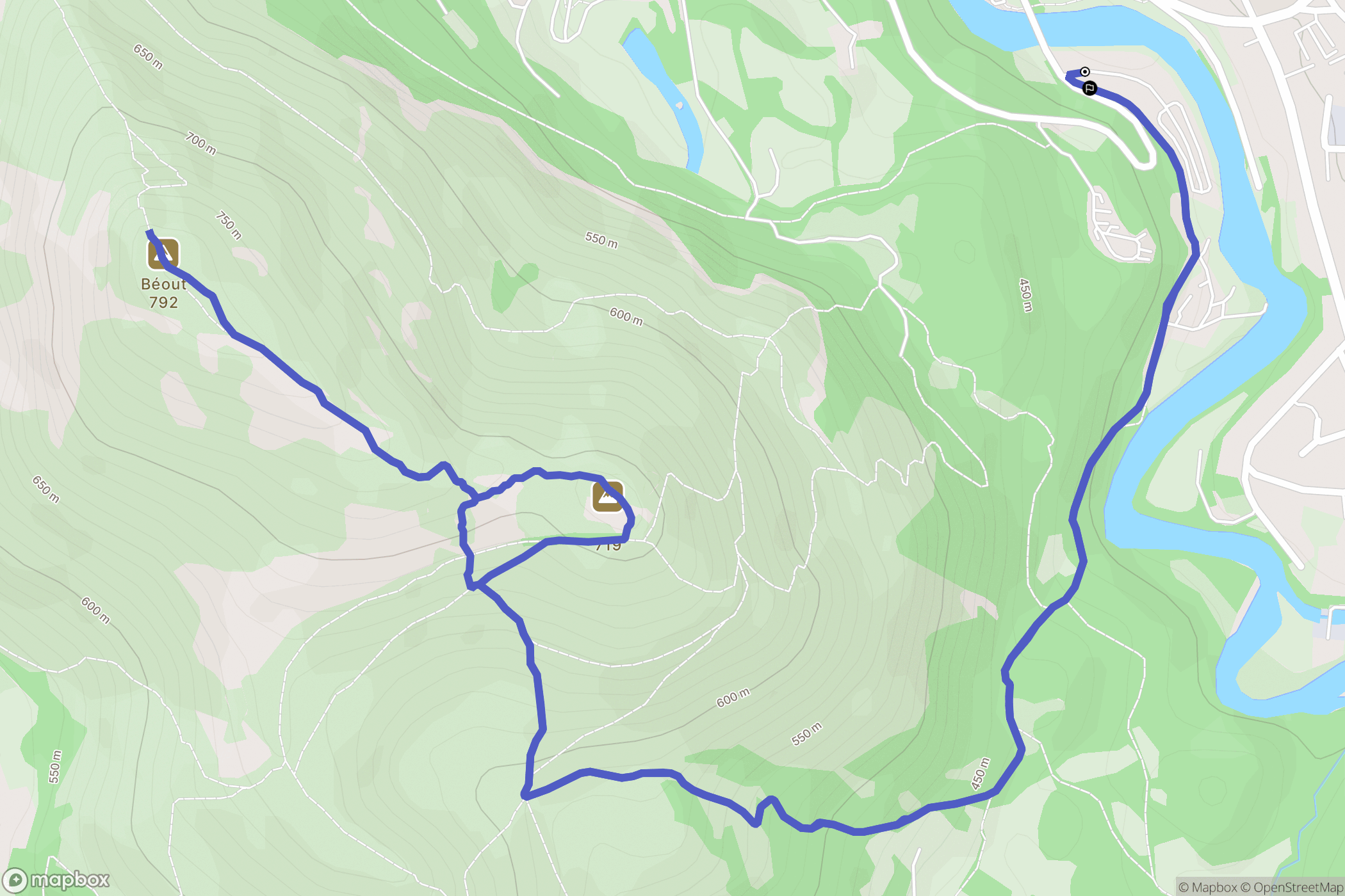 Lourdes : carte du parcours de randonnée - France