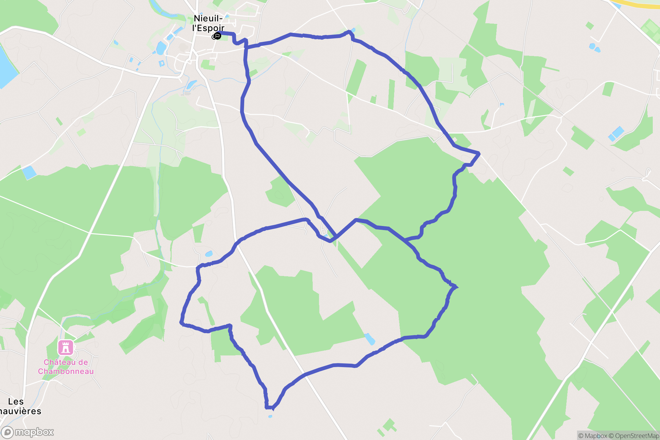 Nieuil-l'Espoir : carte du parcours de randonnée - France