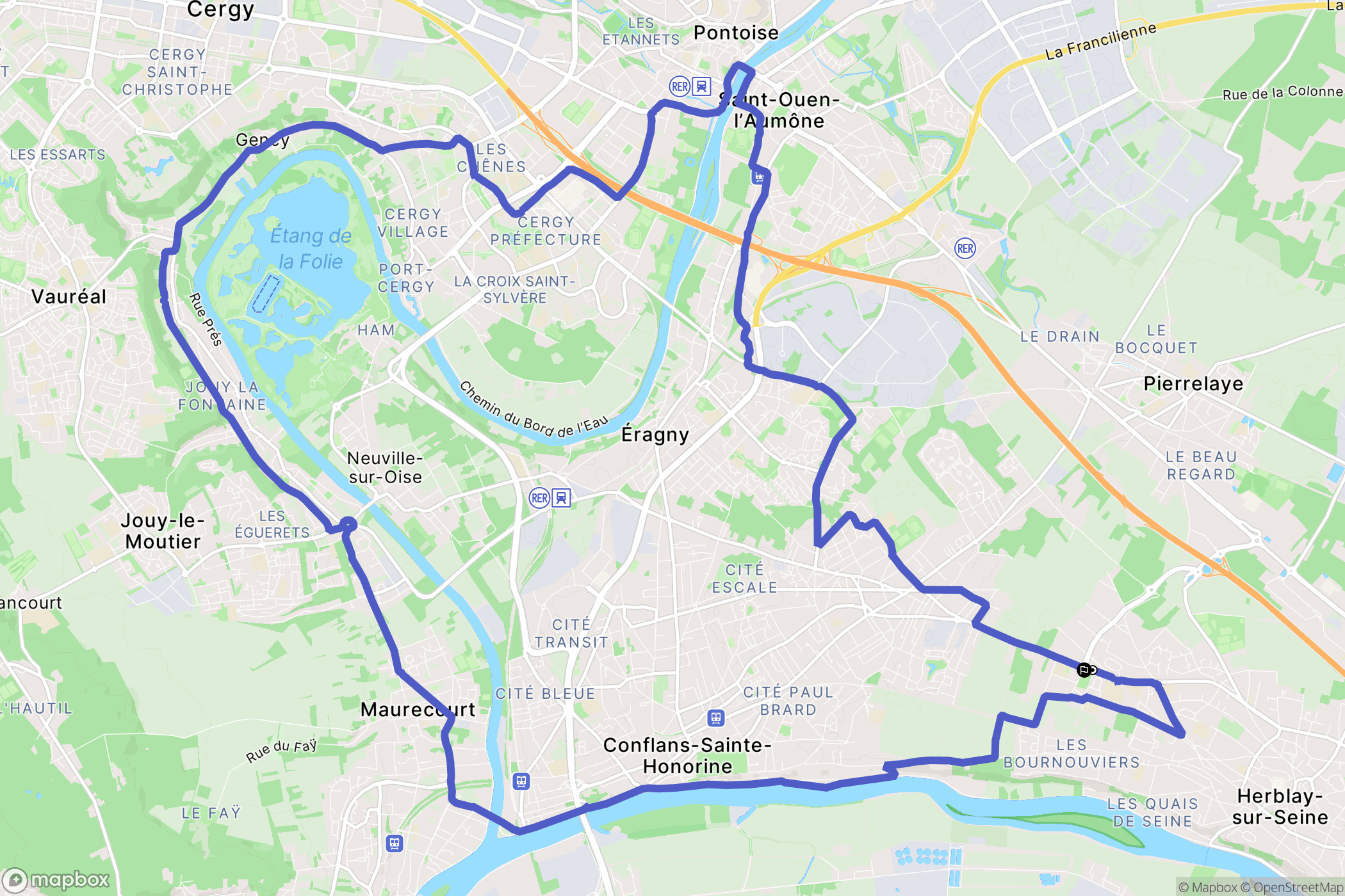 Herblay-sur-Seine : carte du parcours de randonnée - France