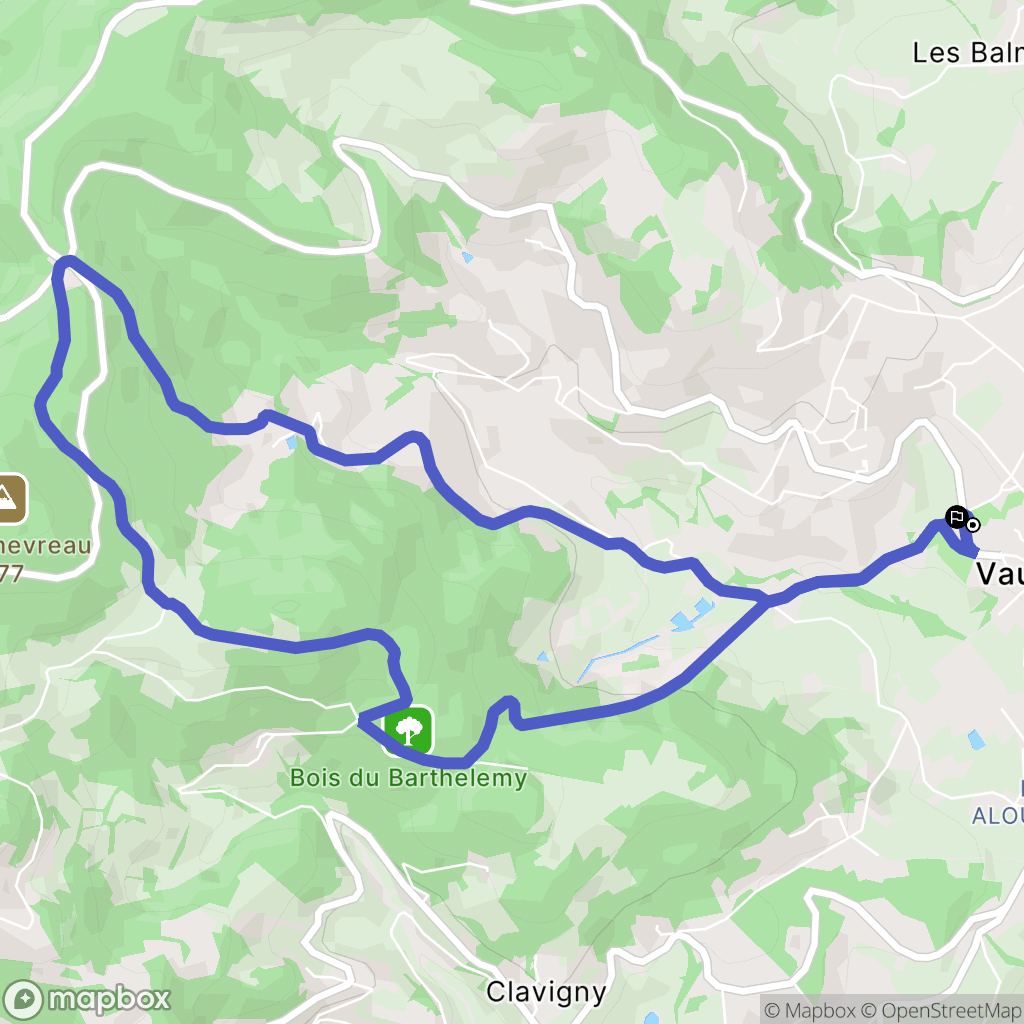 Vaugneray : carte du parcours de randonnée - France