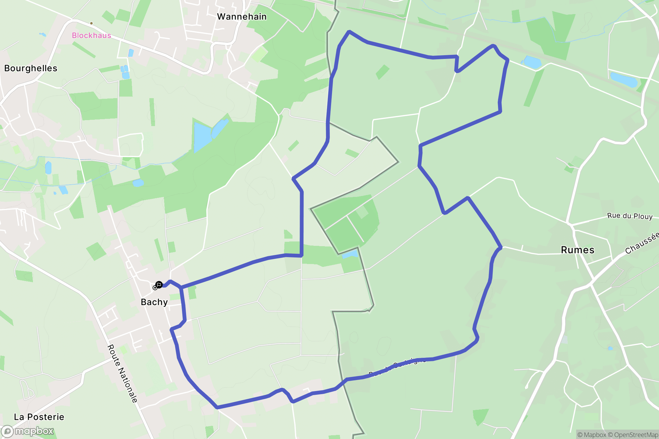 Bachy : carte du parcours de randonnée - France