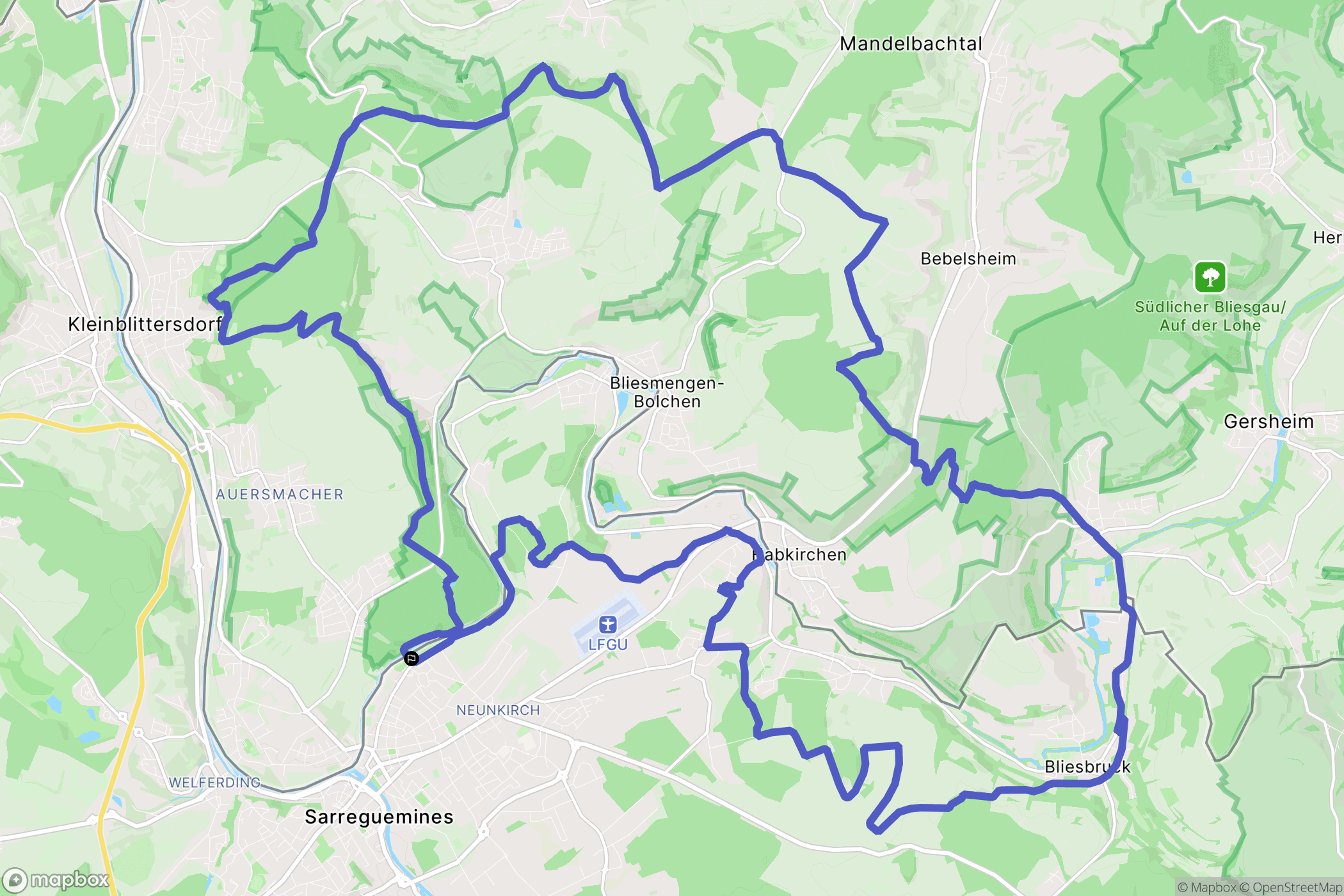 Sarreguemines : carte du parcours de randonnée - France
