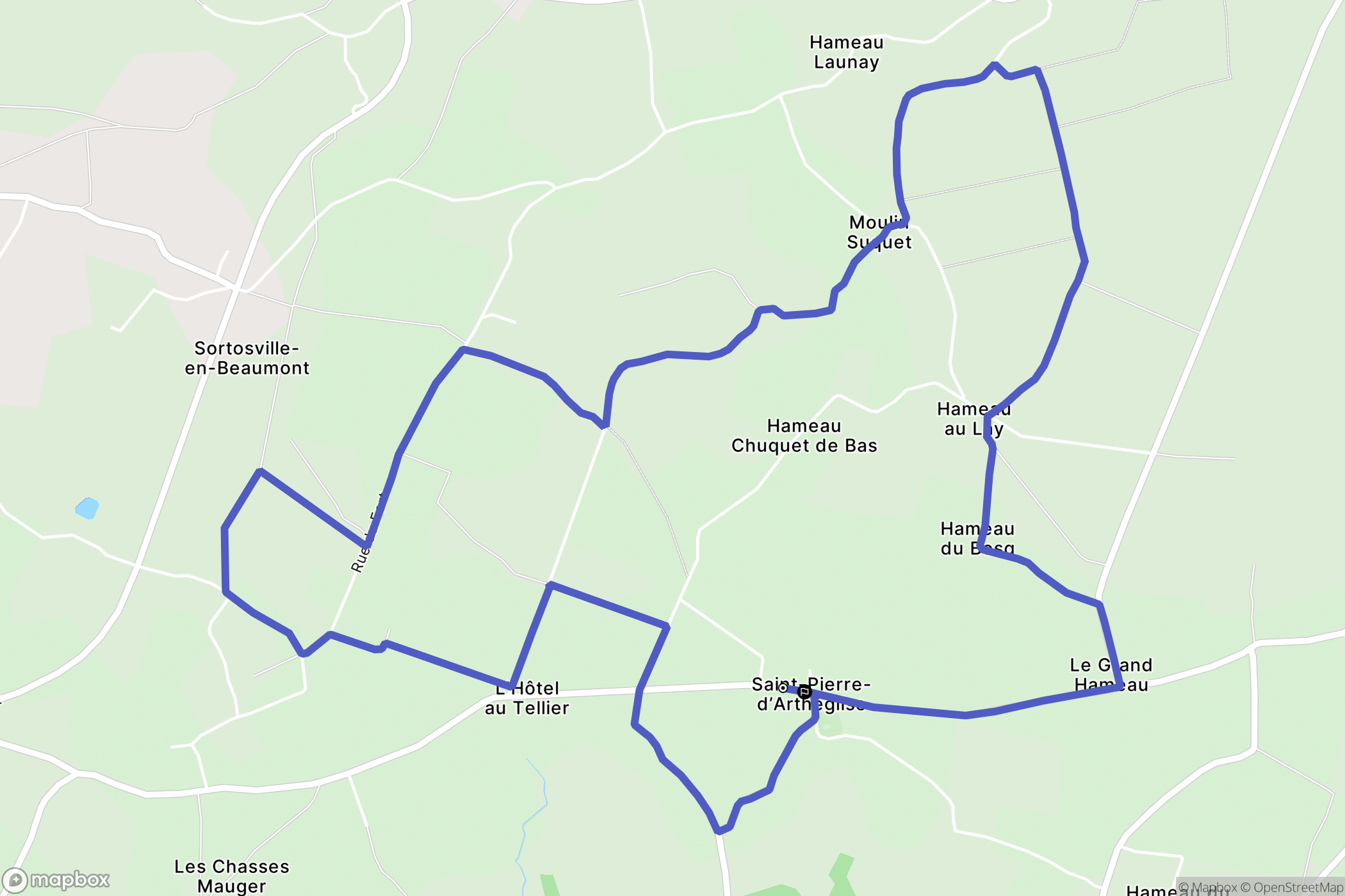 Saint-Pierre-d'Arthéglise : carte du parcours de randonnée - France