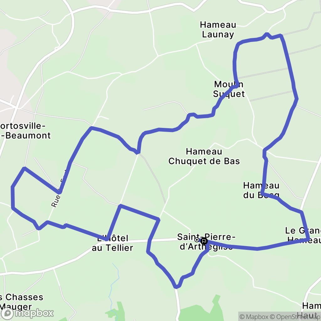 Saint-Pierre-d'Arthéglise : carte du parcours de randonnée - France